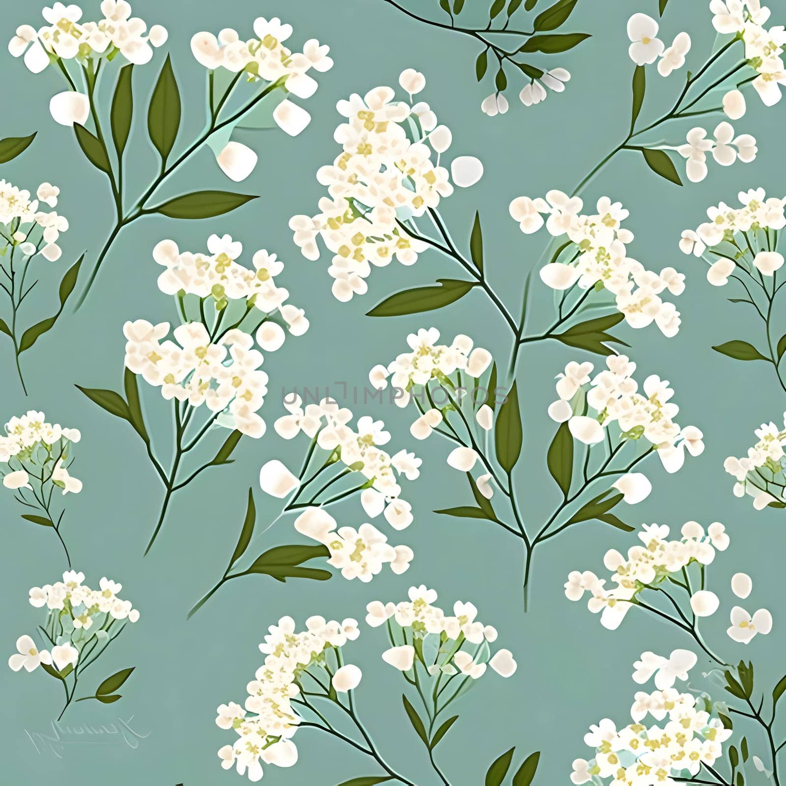 Patterns and banners backgrounds: Seamless pattern with white flowers on a turquoise background