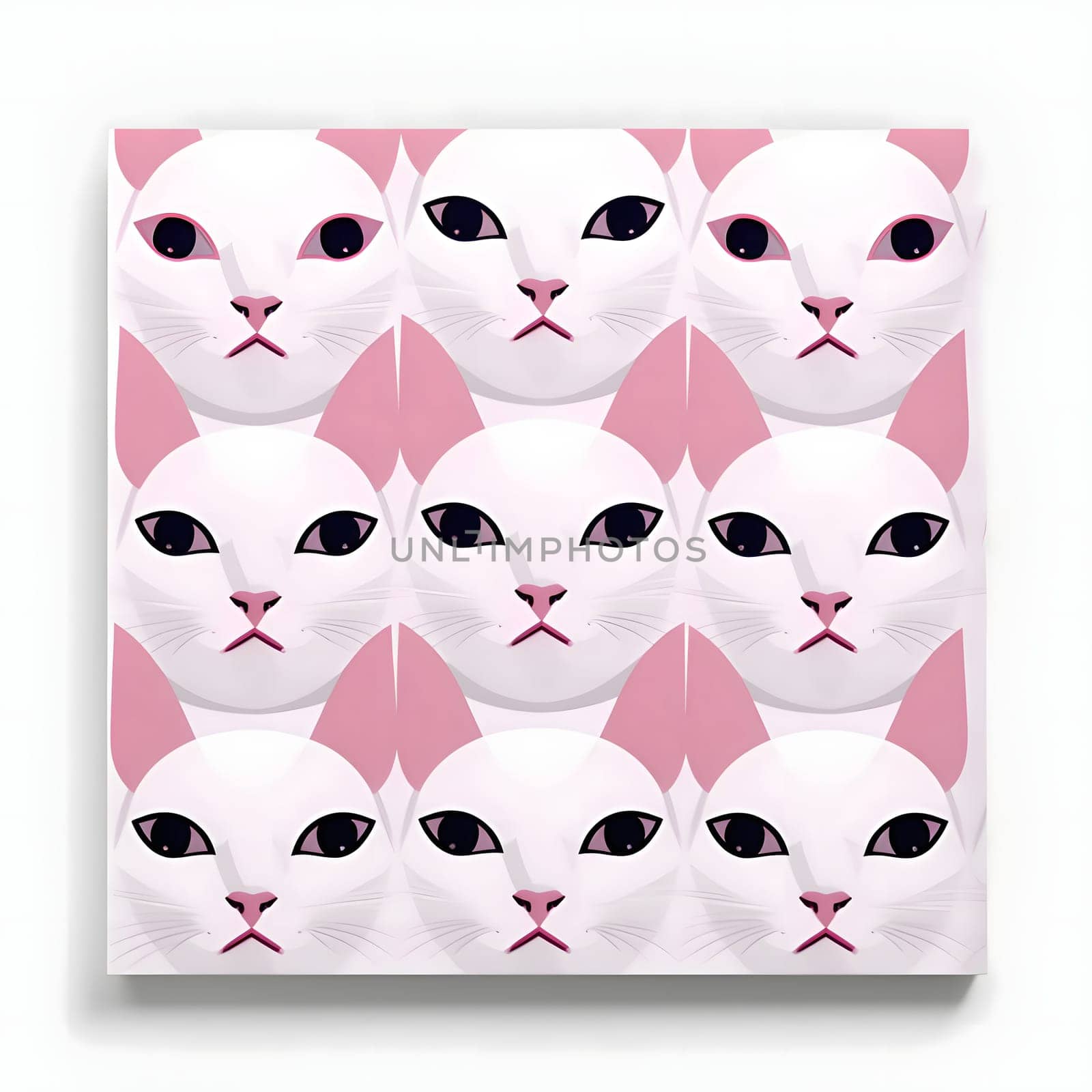 Seamless pattern of white cats with pink background. Vector illustration. by ThemesS