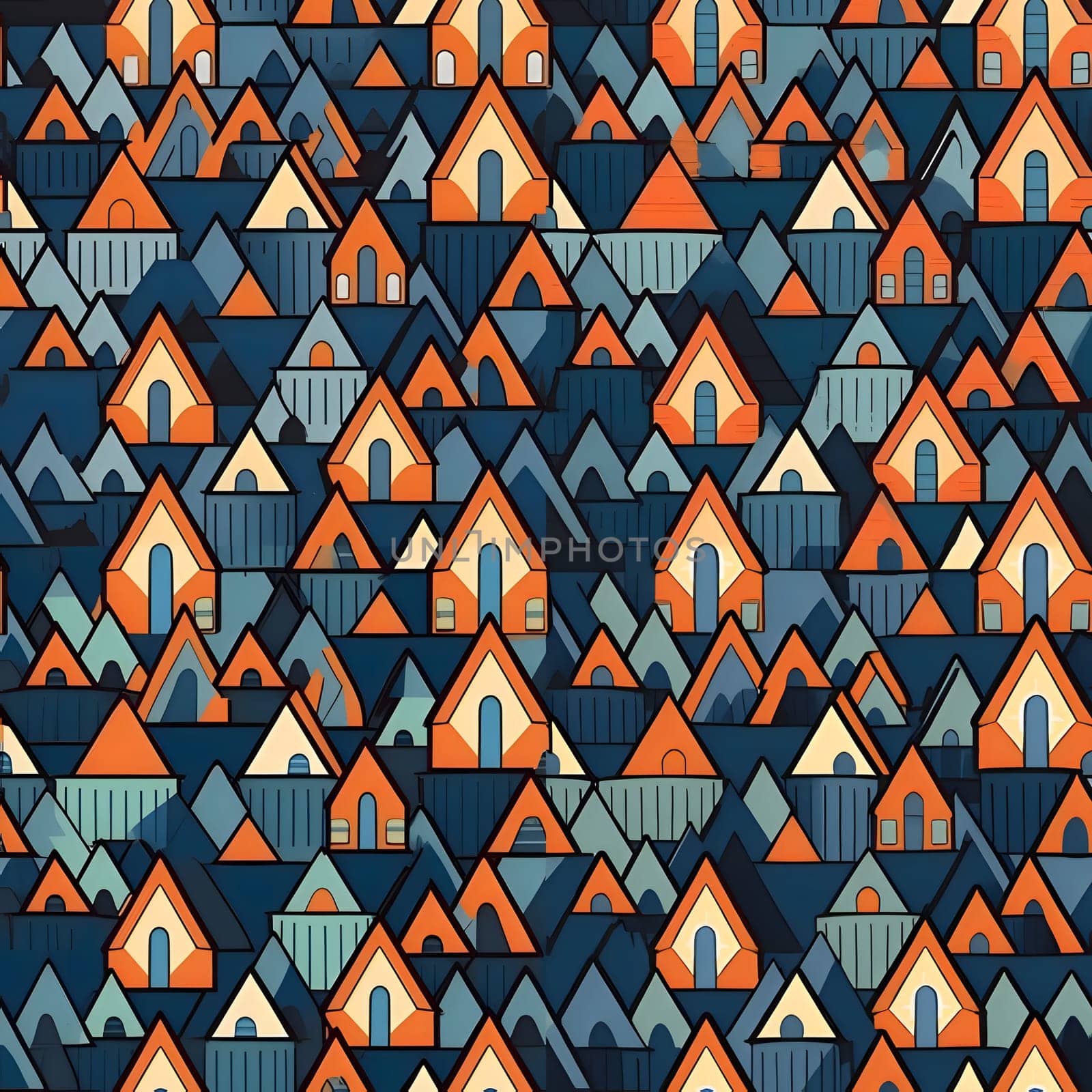 Seamless pattern with houses in cartoon style. Vector illustration. by ThemesS
