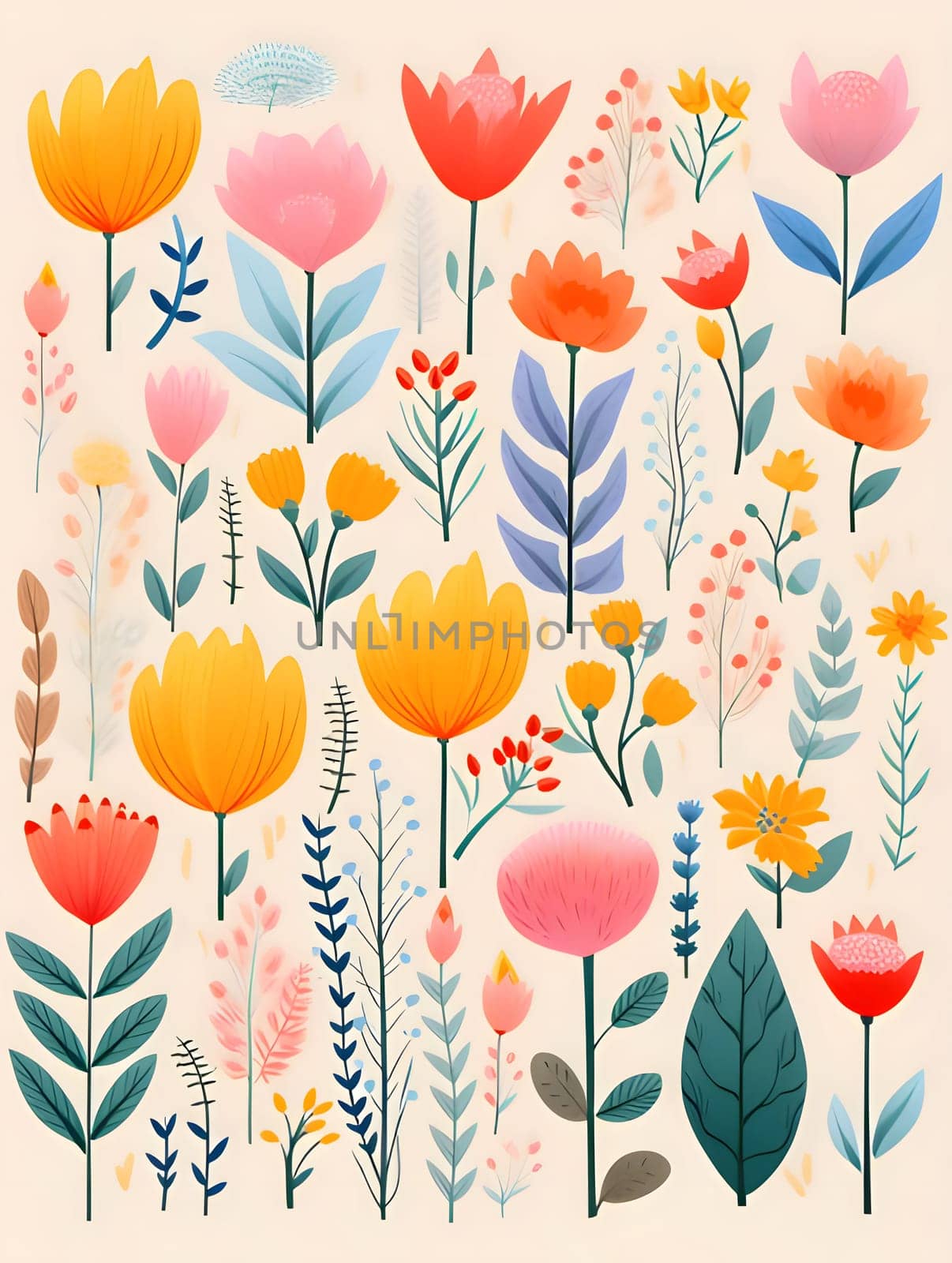 Patterns and banners backgrounds: Flowers and leaves set. Floral background. Vector illustration.