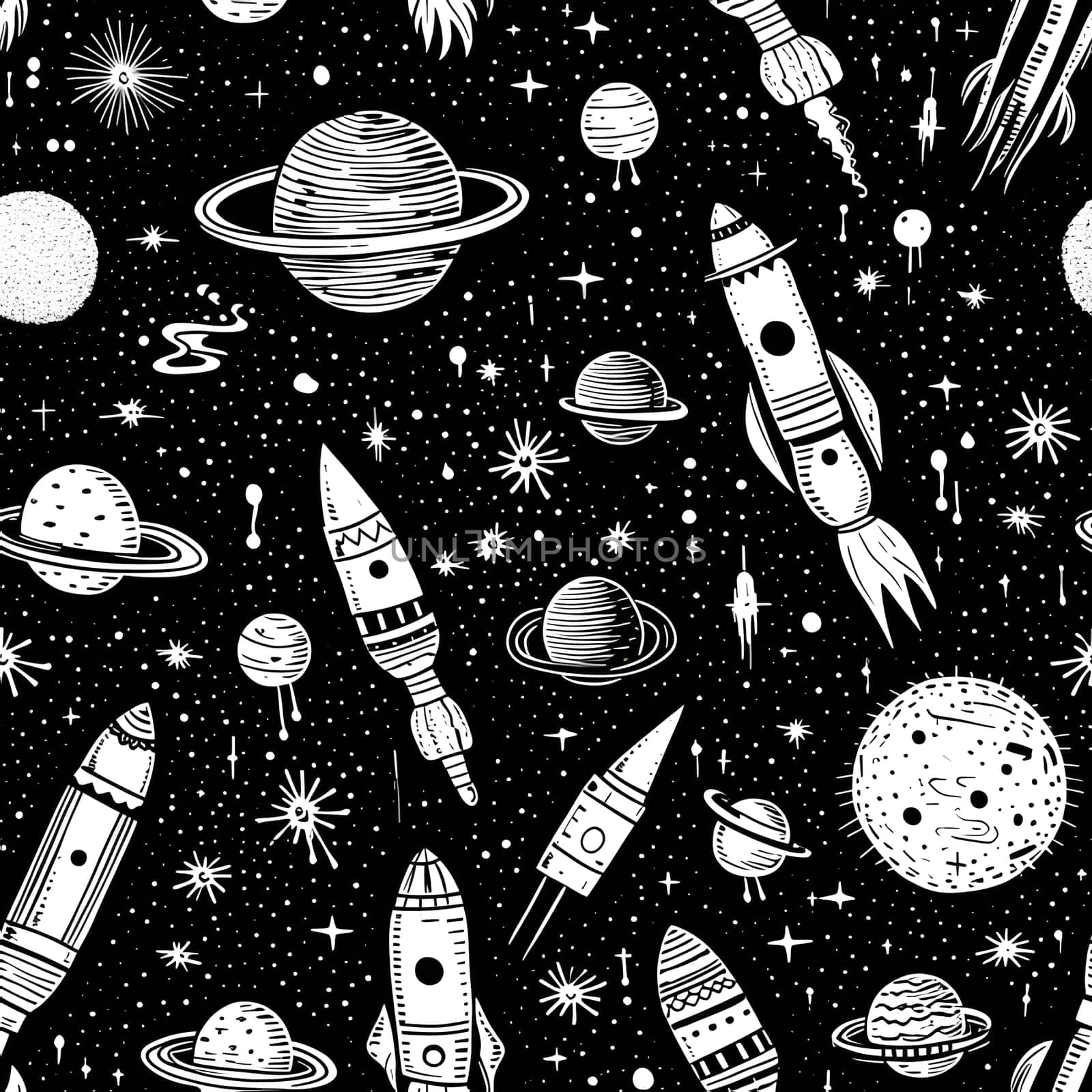 Seamless pattern with space elements. Hand drawn vector illustration. by ThemesS