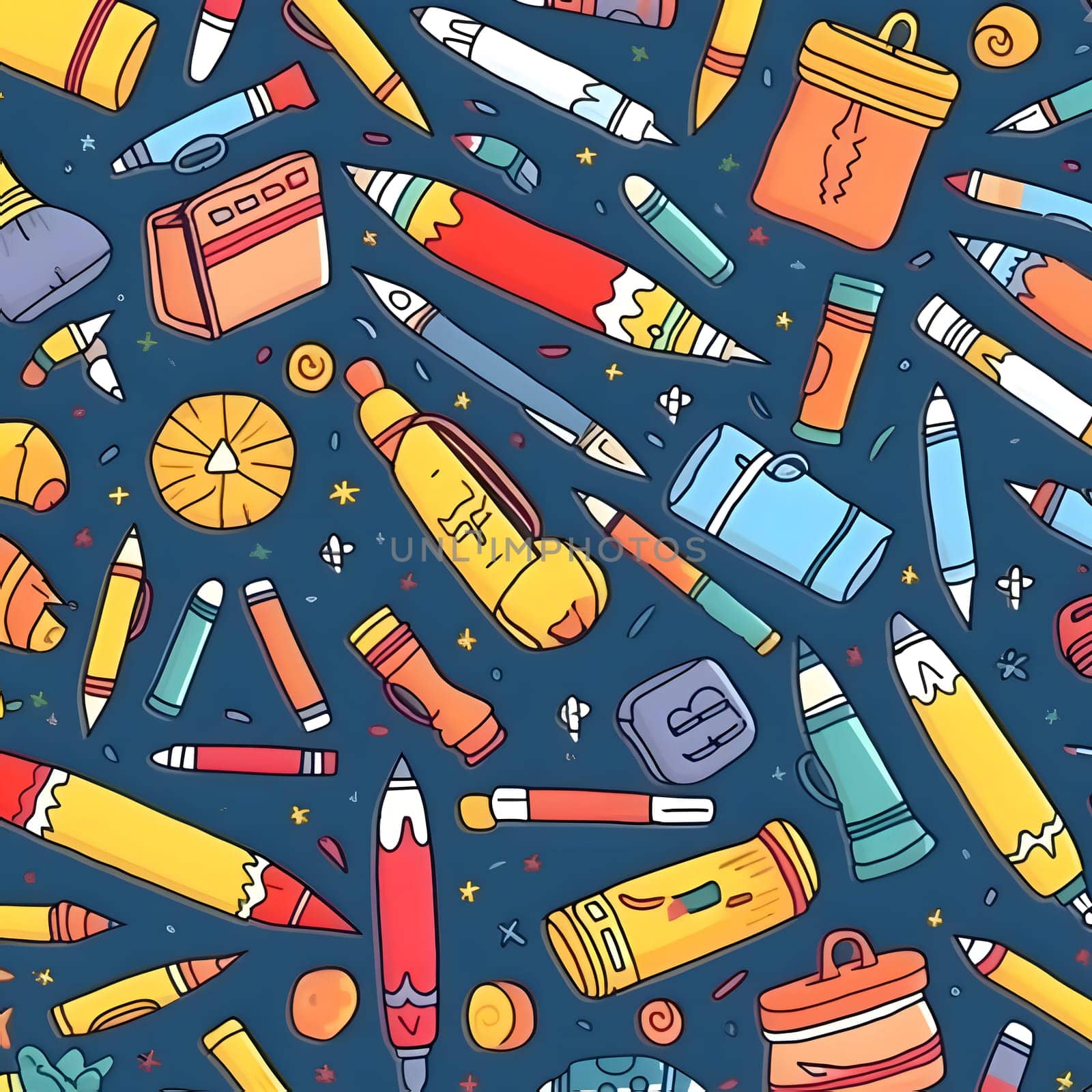 Back to school doodle seamless pattern. Vector illustration for your design. by ThemesS