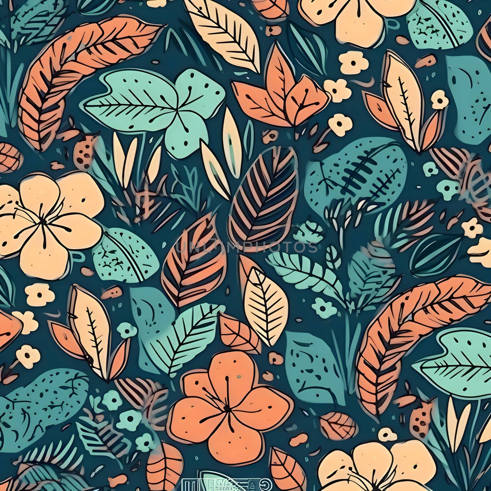 Patterns and banners backgrounds: Seamless pattern with tropical leaves and flowers. Vector illustration.