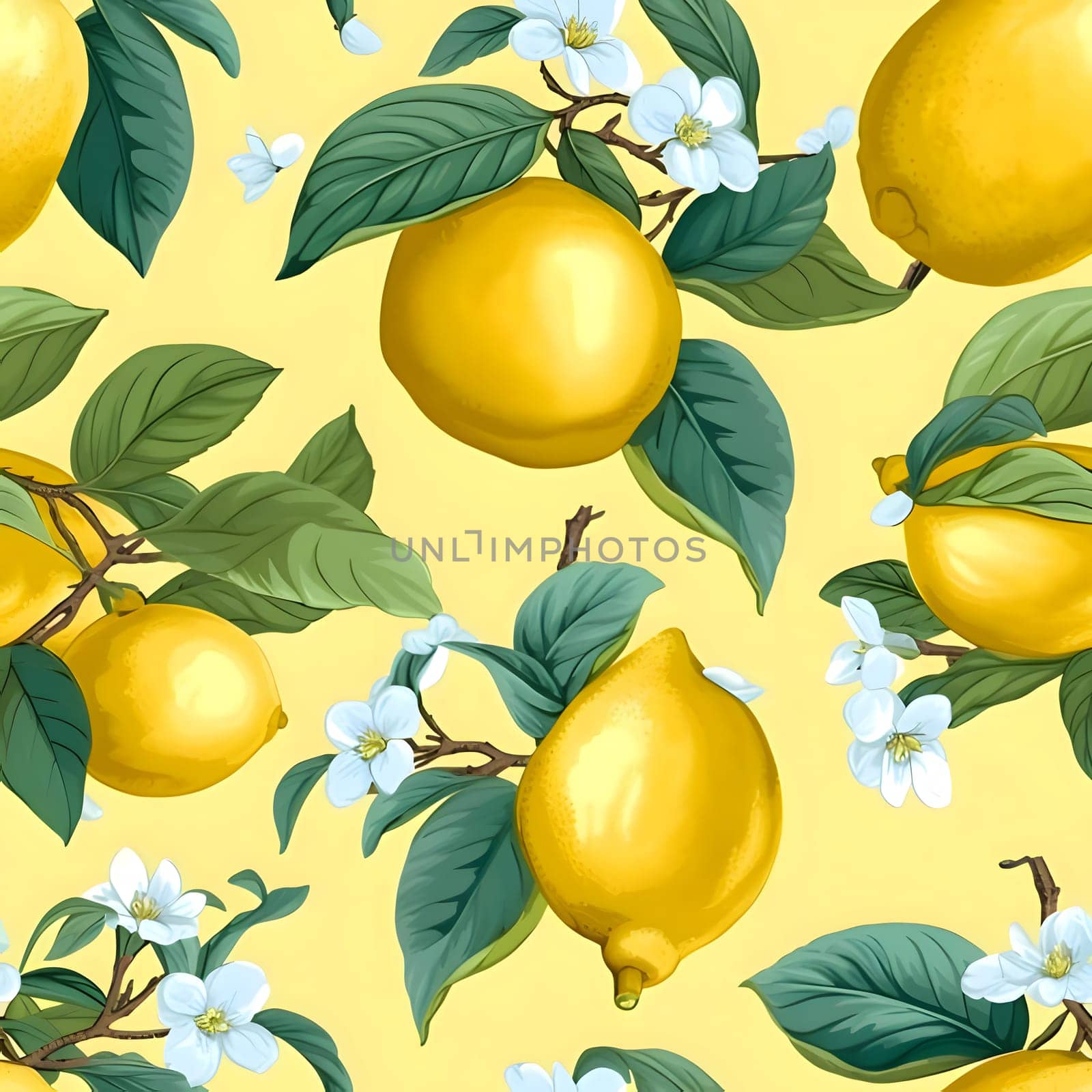 Patterns and banners backgrounds: Seamless pattern with lemons and flowers. Vector illustration.