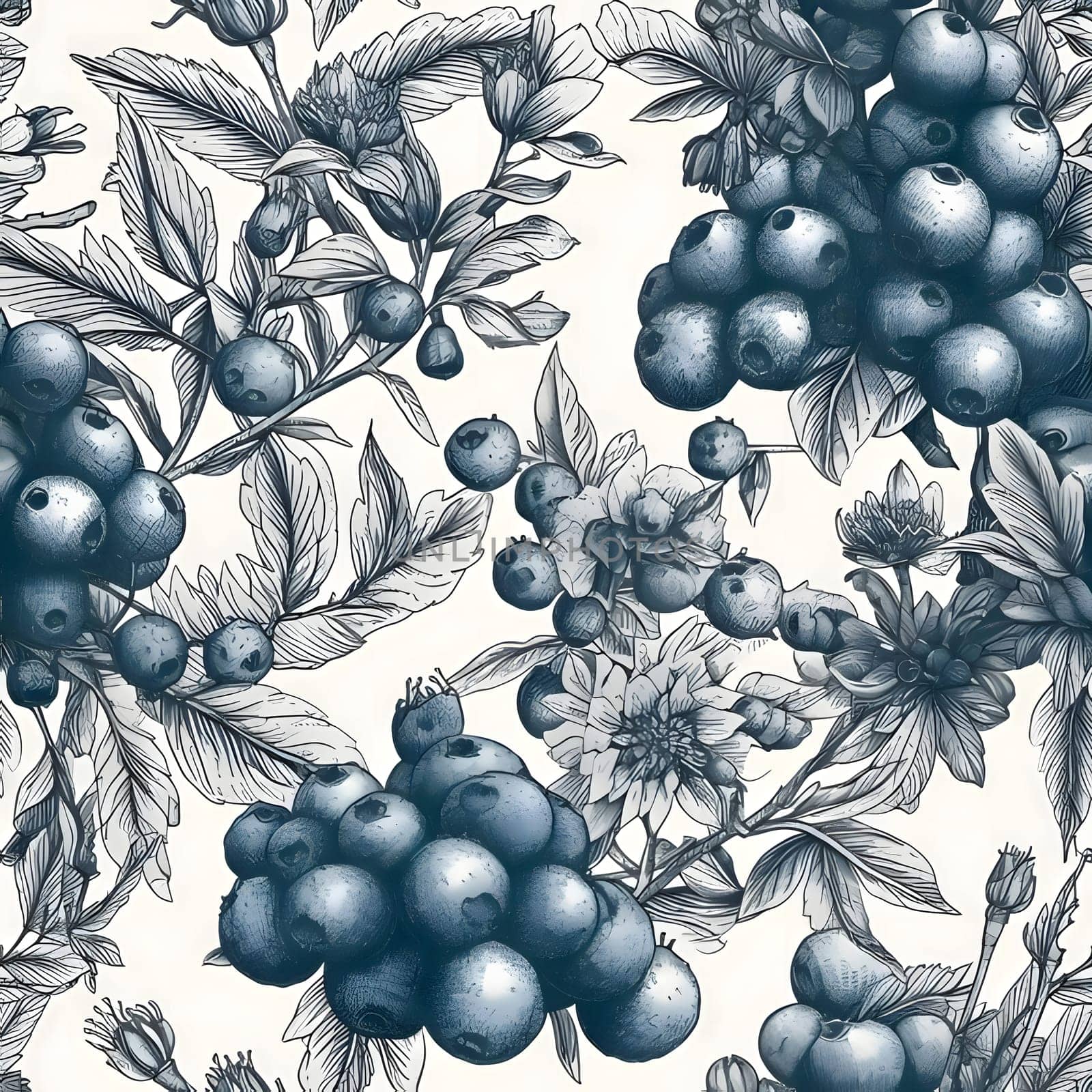 Seamless pattern with berries. Hand drawn illustration in vintage style. by ThemesS