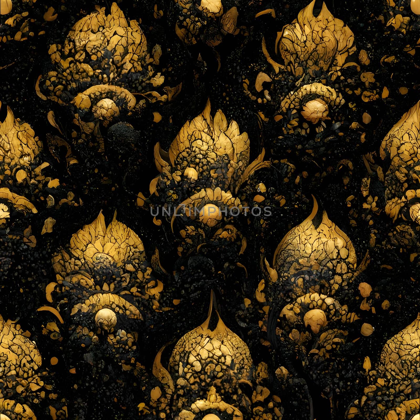 Patterns and banners backgrounds: Seamless pattern with gold ornaments on black background.