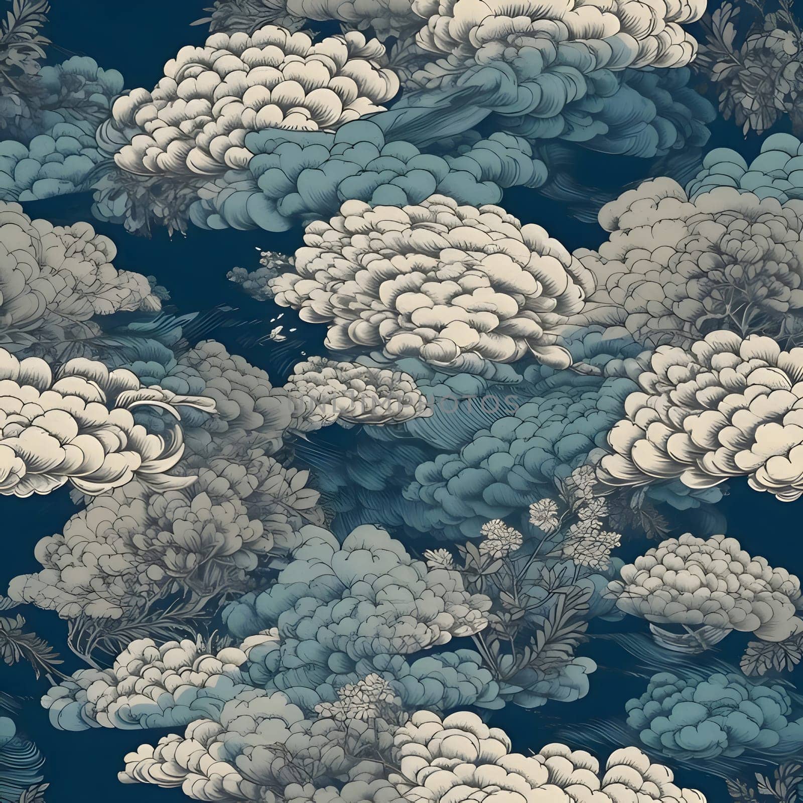 Seamless pattern with clouds in the sky. Vector illustration. by ThemesS
