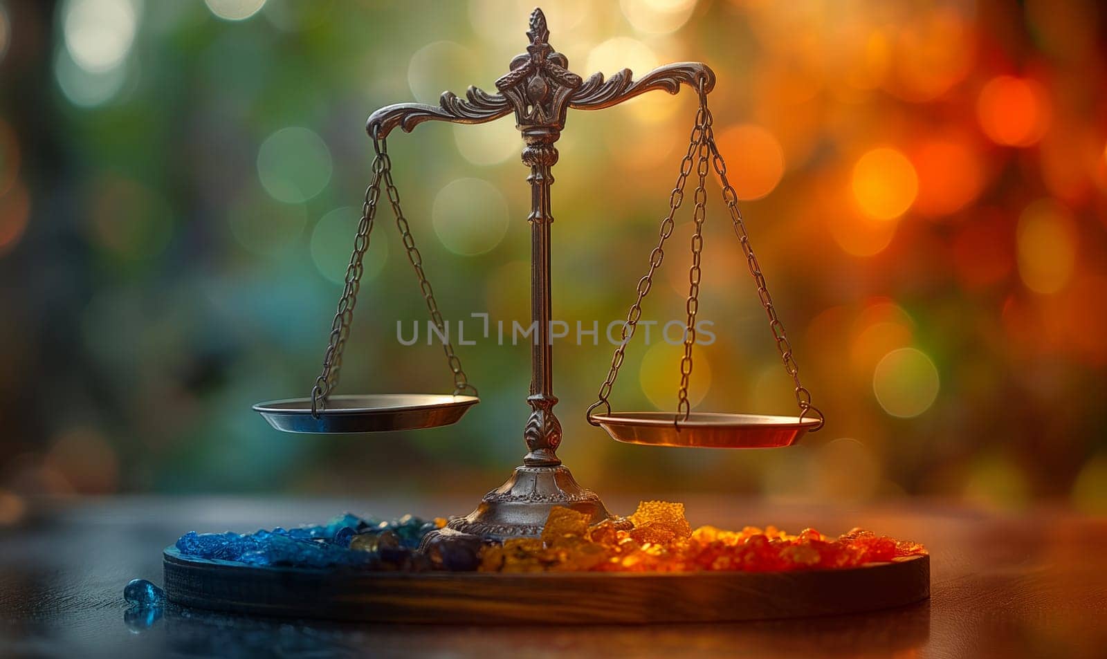 Libra on abstract background, space for text. Selective focus..Selective focus