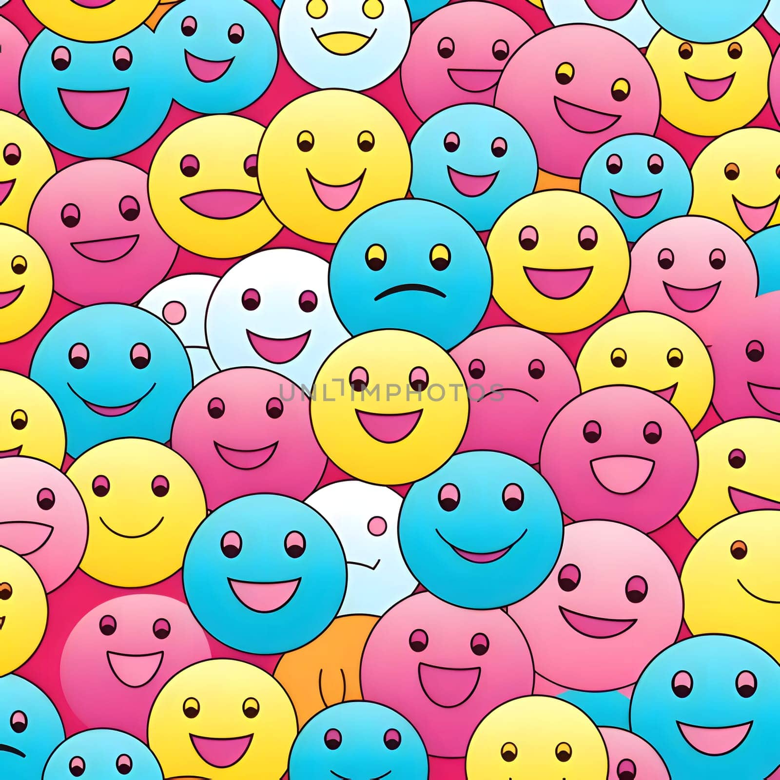 Patterns and banners backgrounds: Smiling emoticons. Seamless pattern. Vector illustration.