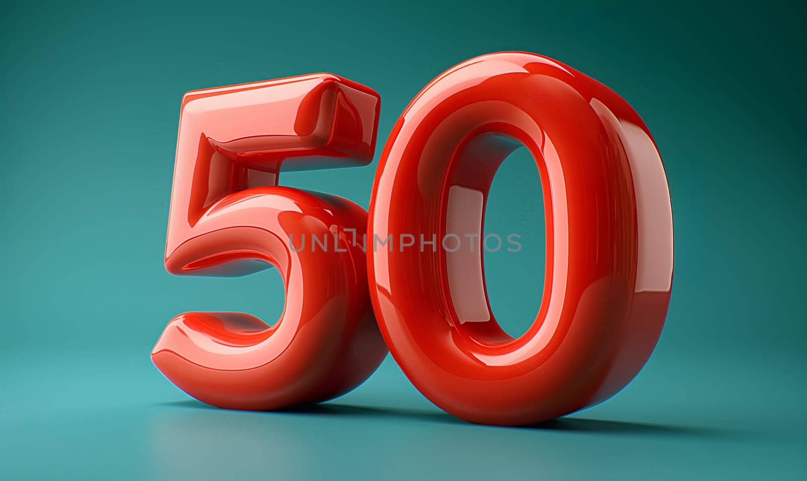 50 on an abstract color background. Selective soft focus.