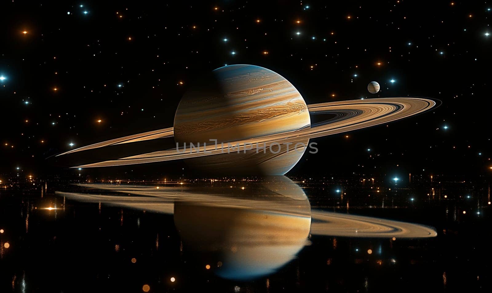 Majestic Saturn on a dark background. Selective focus.
