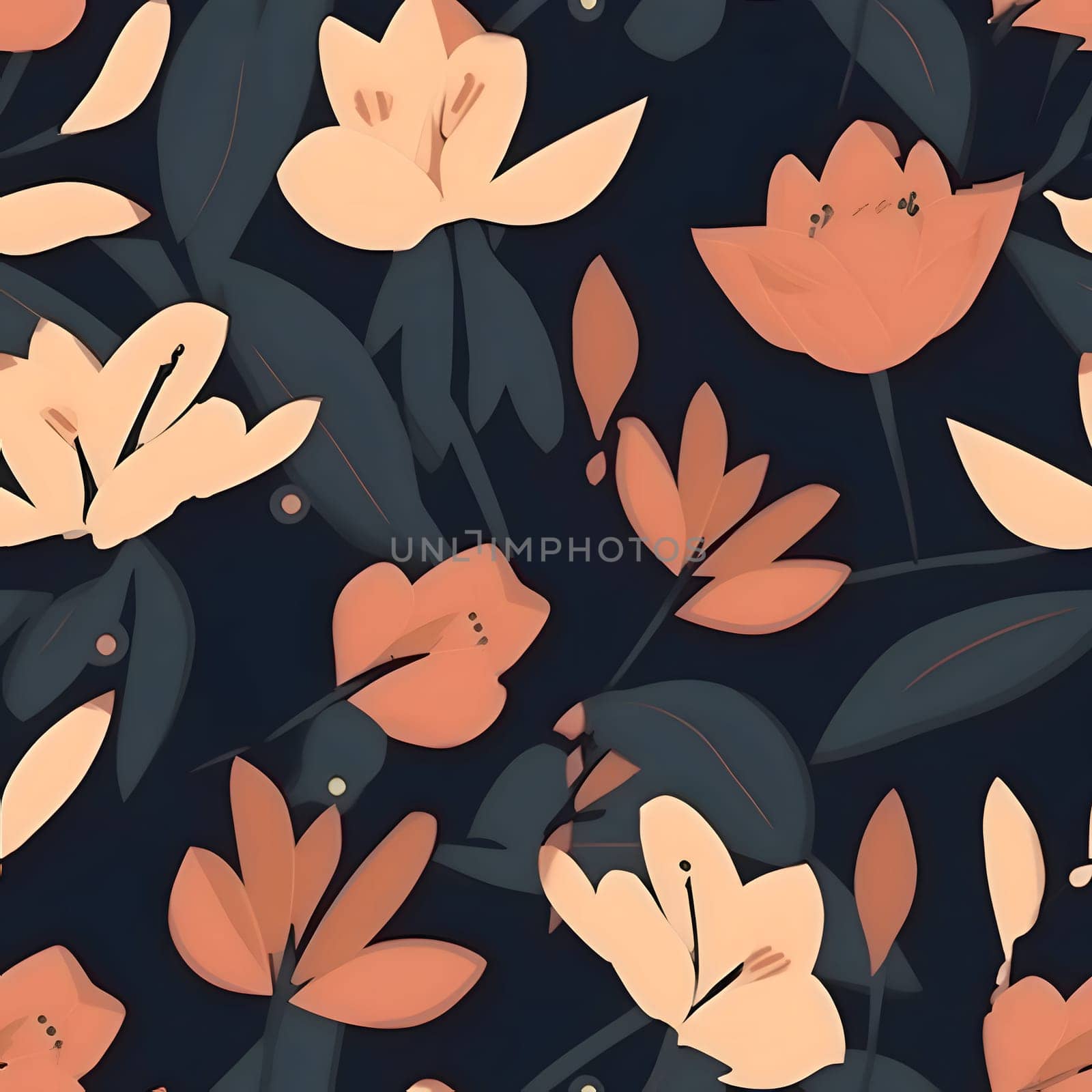 Seamless pattern with flowers and leaves. Hand drawn vector illustration. by ThemesS