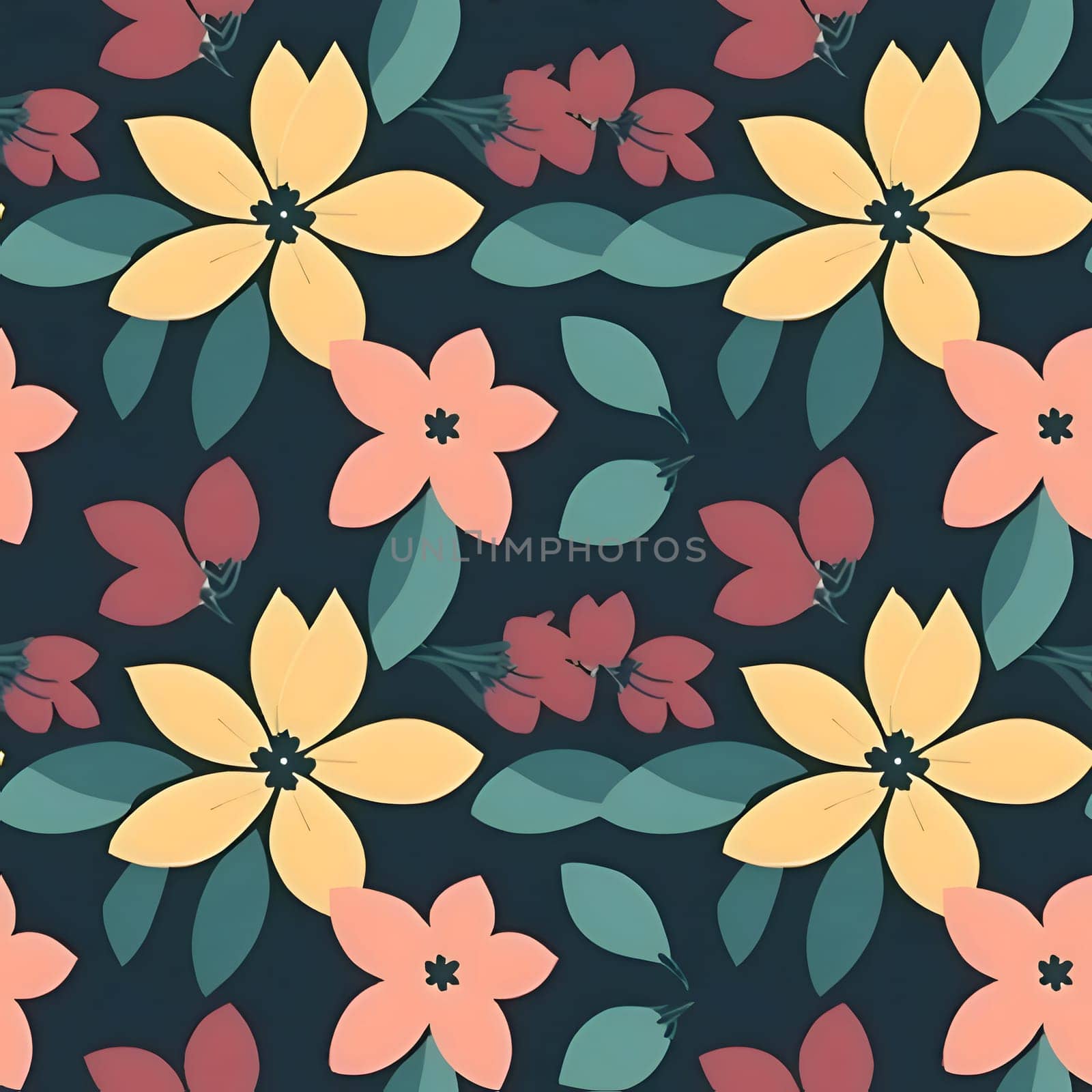 Seamless pattern with flowers. Vector illustration in retro style. by ThemesS