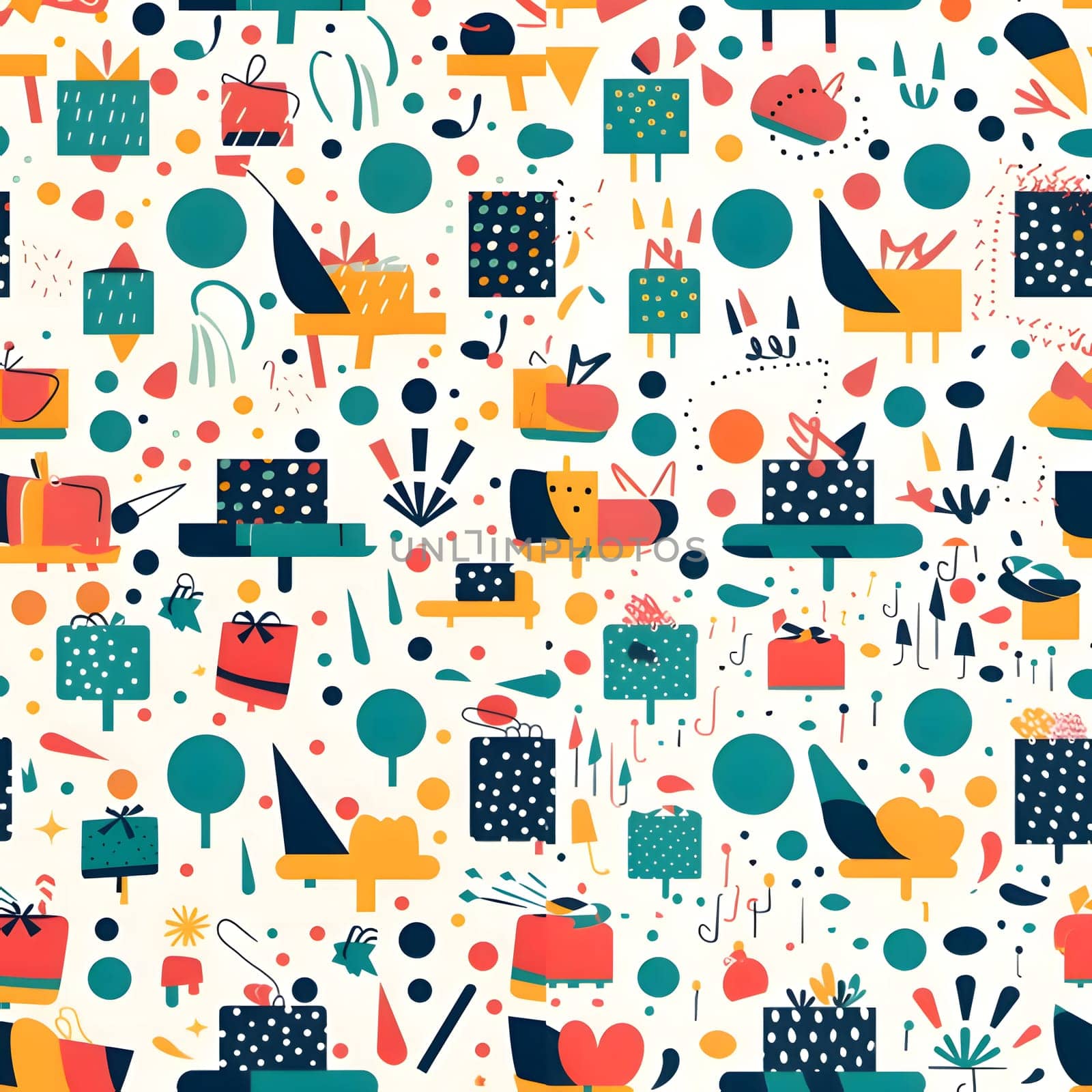 Seamless pattern with gifts. Vector illustration in flat style. by ThemesS