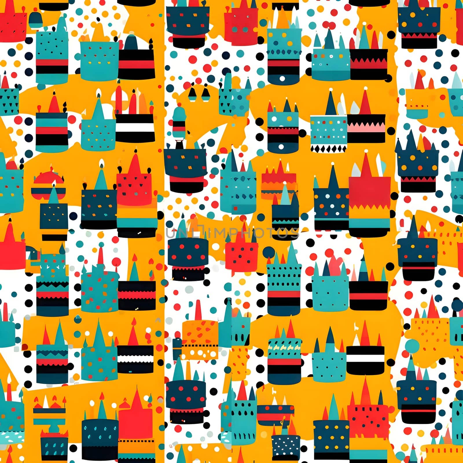 Seamless pattern with birthday cakes. Vector illustration in flat style. by ThemesS