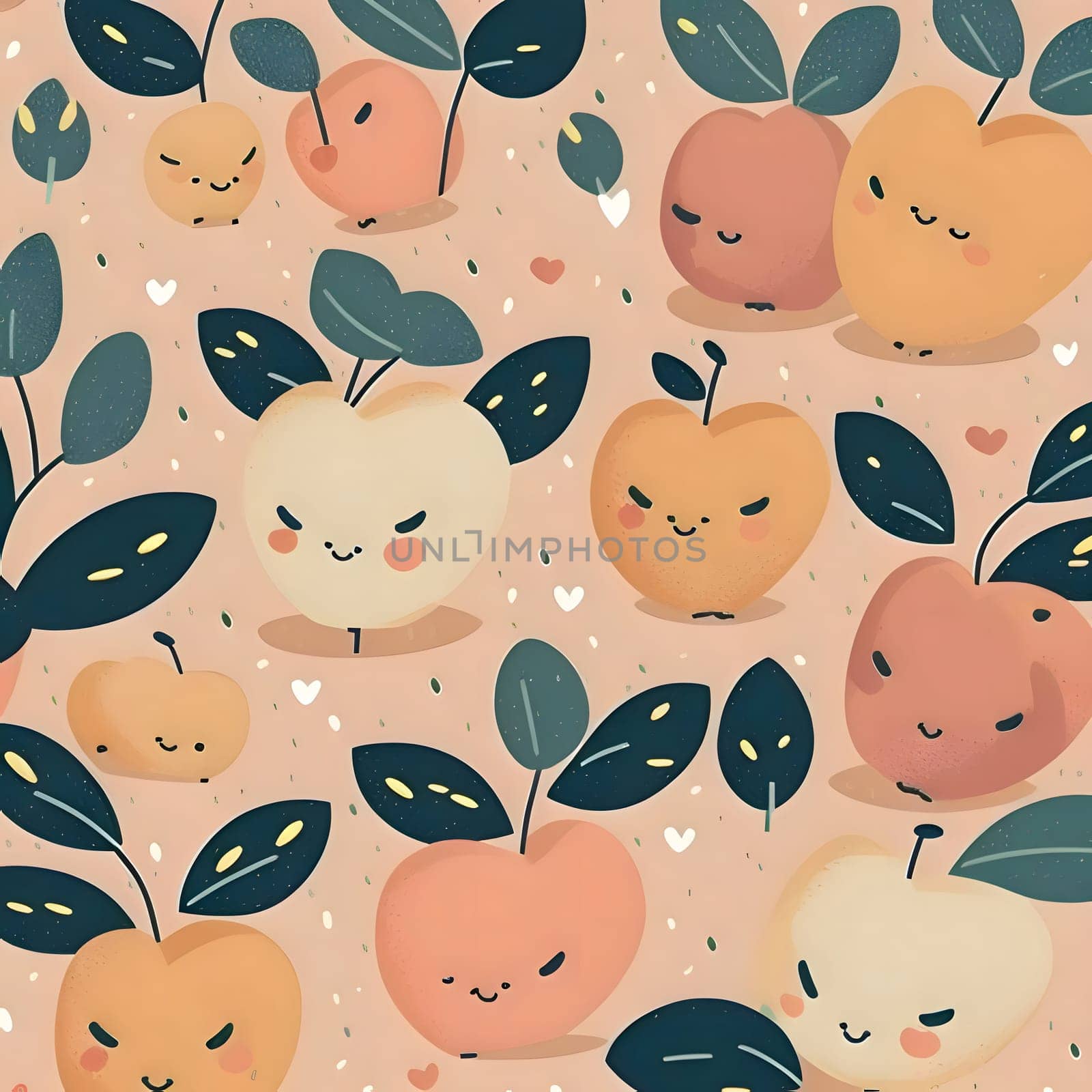 Patterns and banners backgrounds: Seamless pattern with cute apples and leaves. Vector illustration.