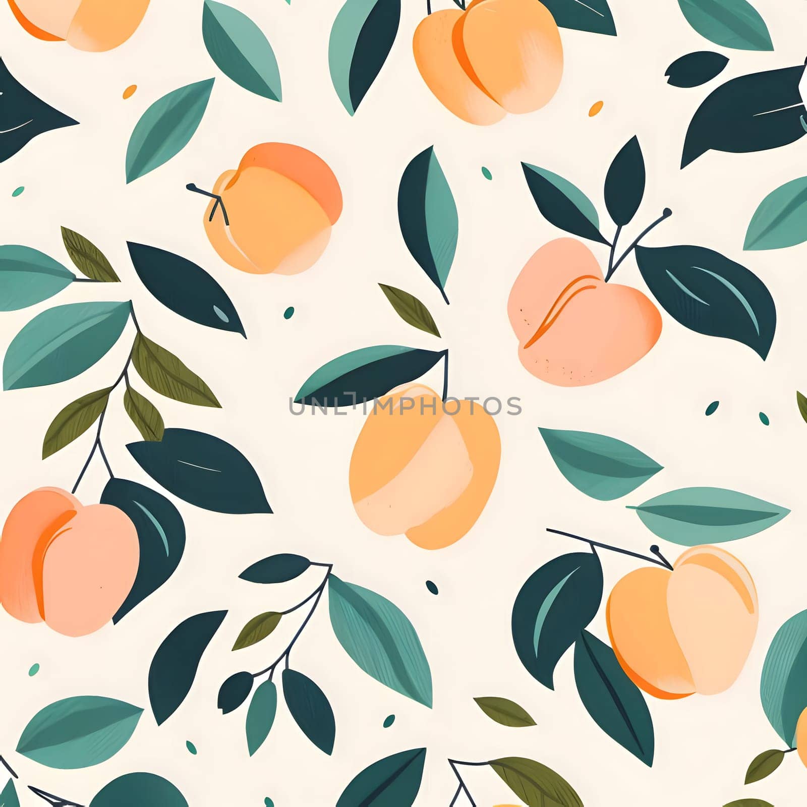 Patterns and banners backgrounds: Seamless pattern with apricots and leaves. Vector illustration.