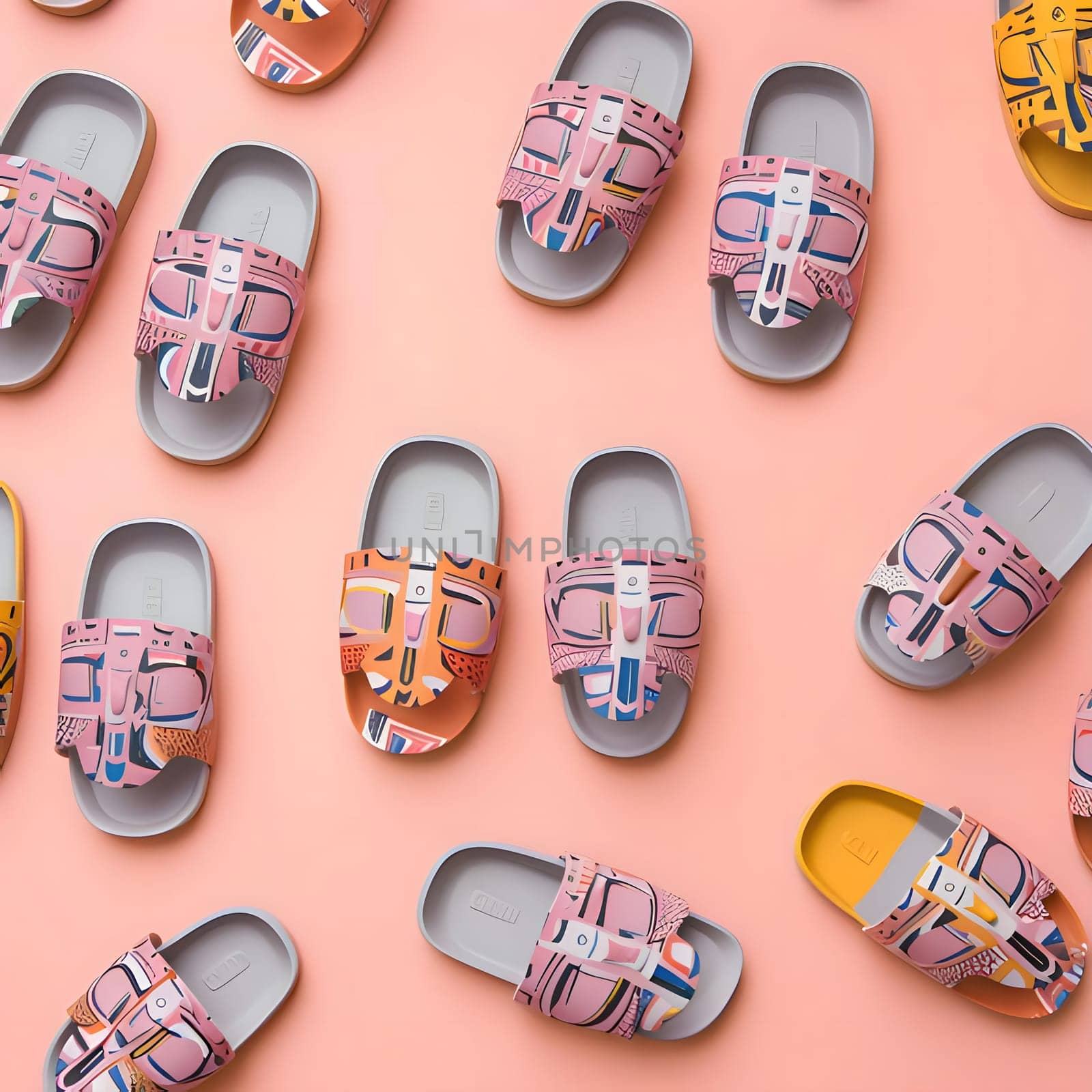 Seamless pattern with children's shoes on a pink background. by ThemesS