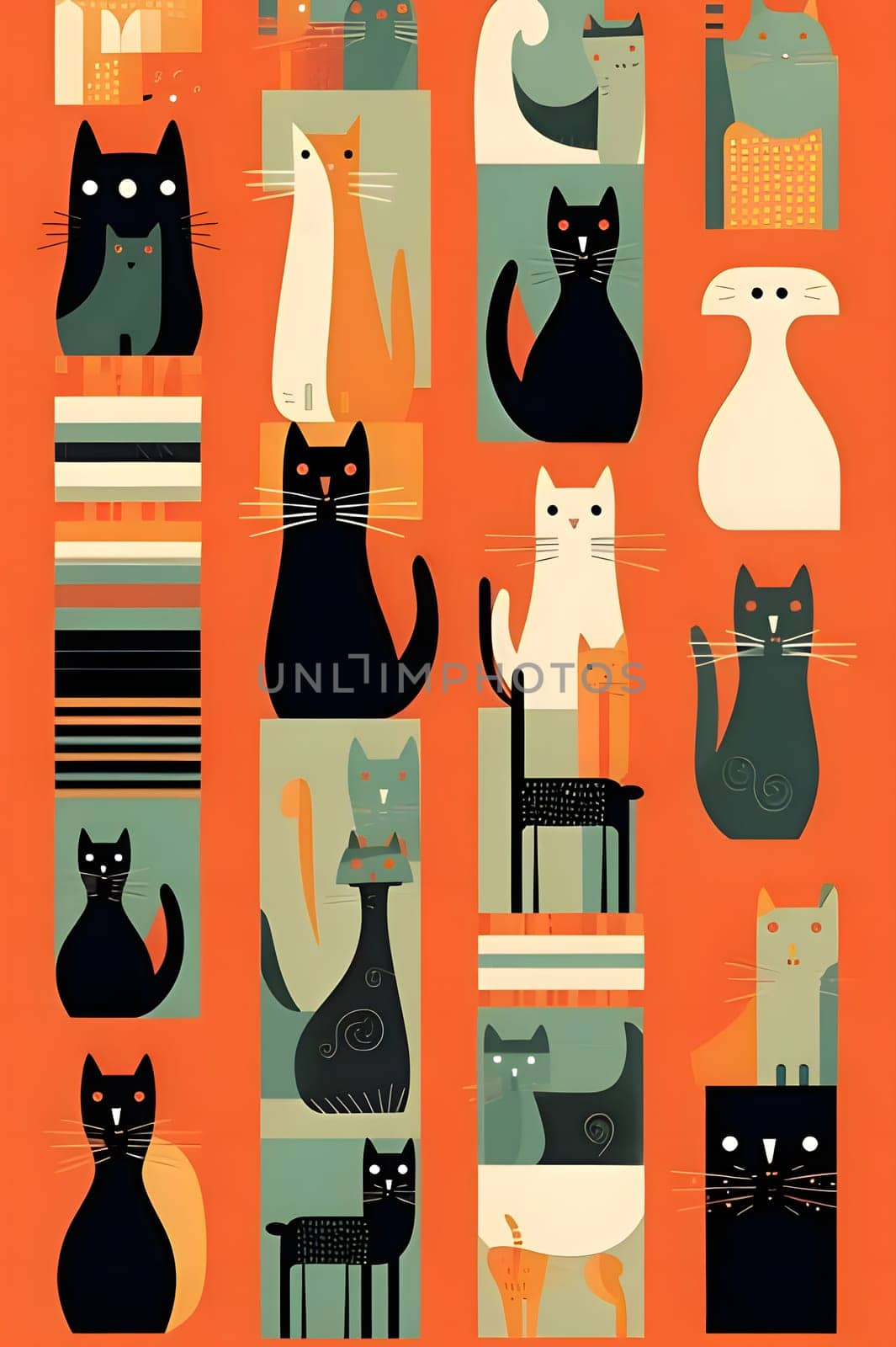 Cats. Seamless pattern with cats. Vector illustration. by ThemesS