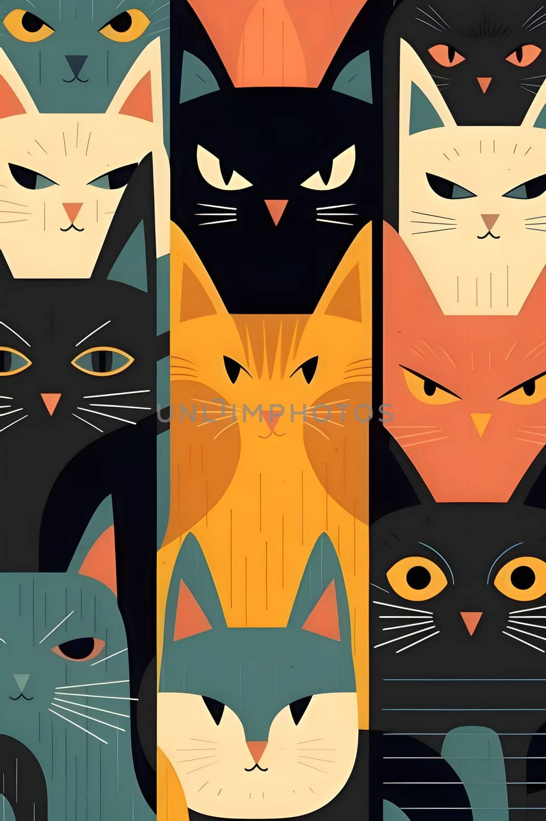 Seamless pattern with cats. Vector illustration in flat style. by ThemesS