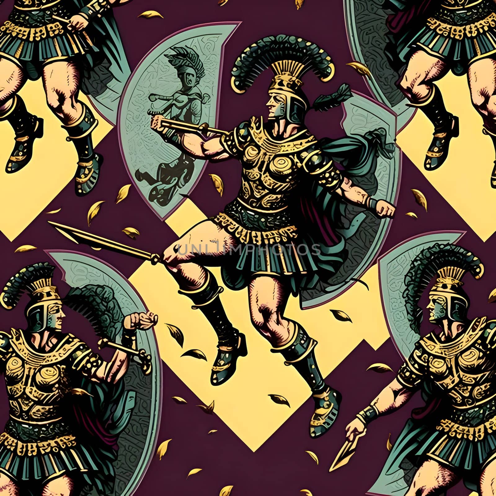 Seamless pattern with ancient greek warrior. Vector illustration. by ThemesS
