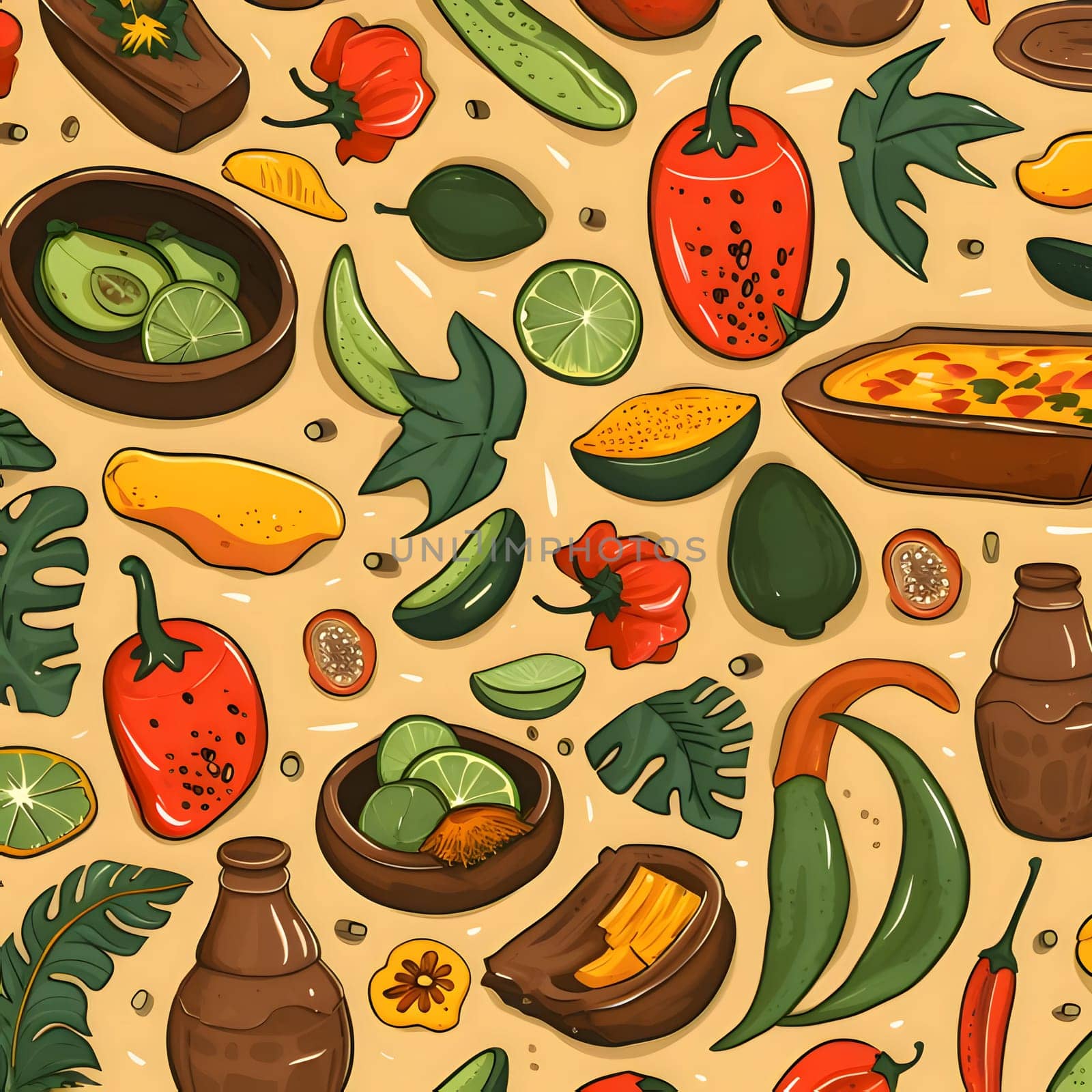 Seamless pattern with mexican food. Vector illustration. by ThemesS