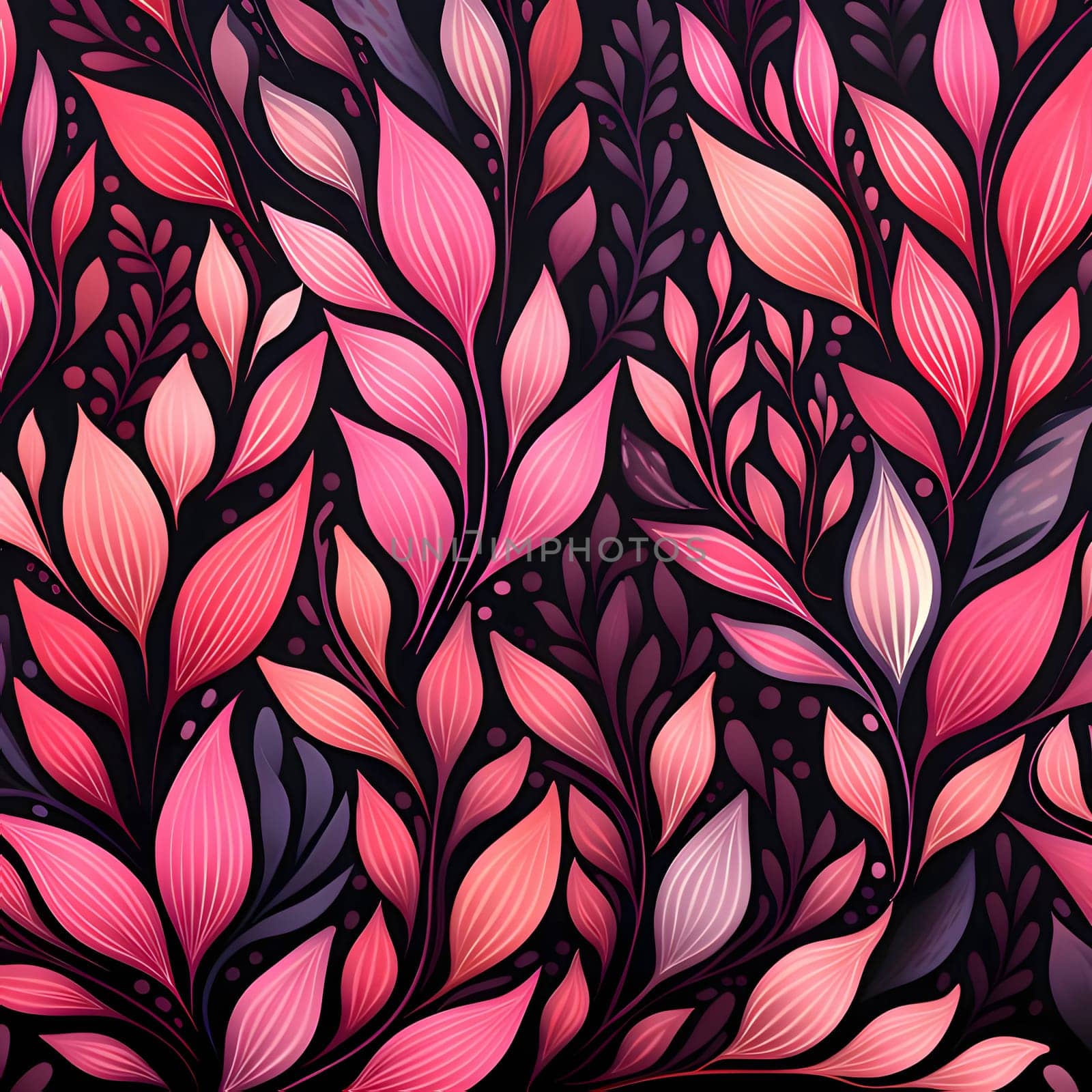 Seamless pattern with leaves. Vector illustration on black background. by ThemesS