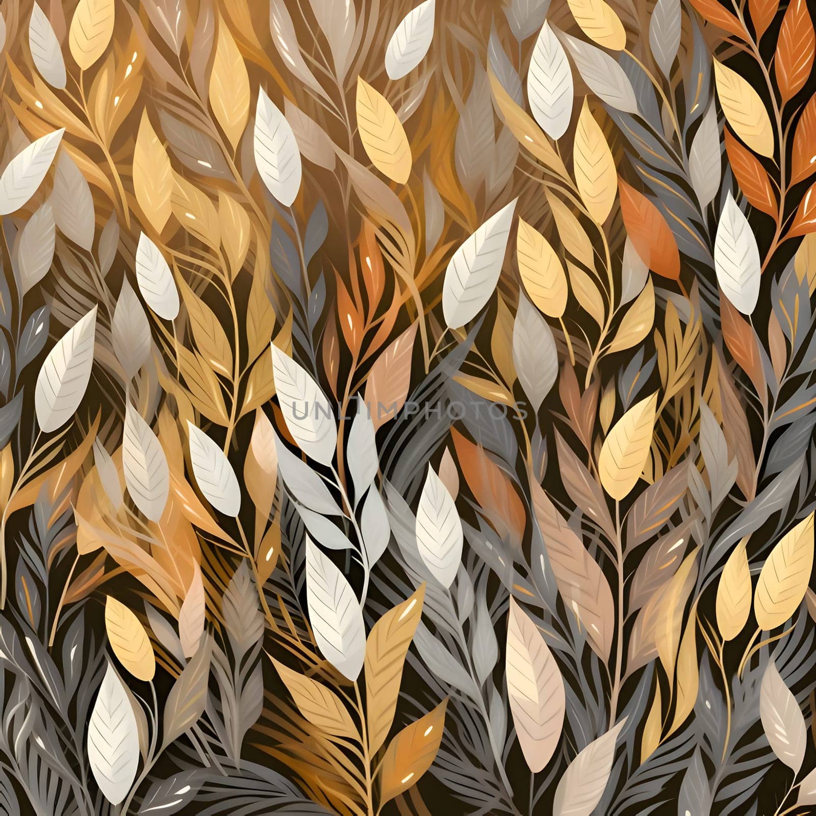 Seamless floral pattern with leaves and branches. Vector background. by ThemesS