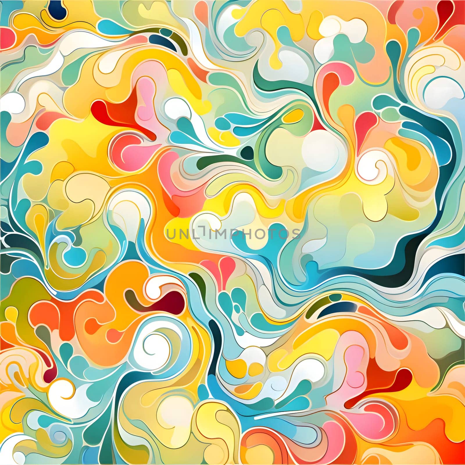 Abstract colorful background with swirls and splashes. Vector illustration. by ThemesS