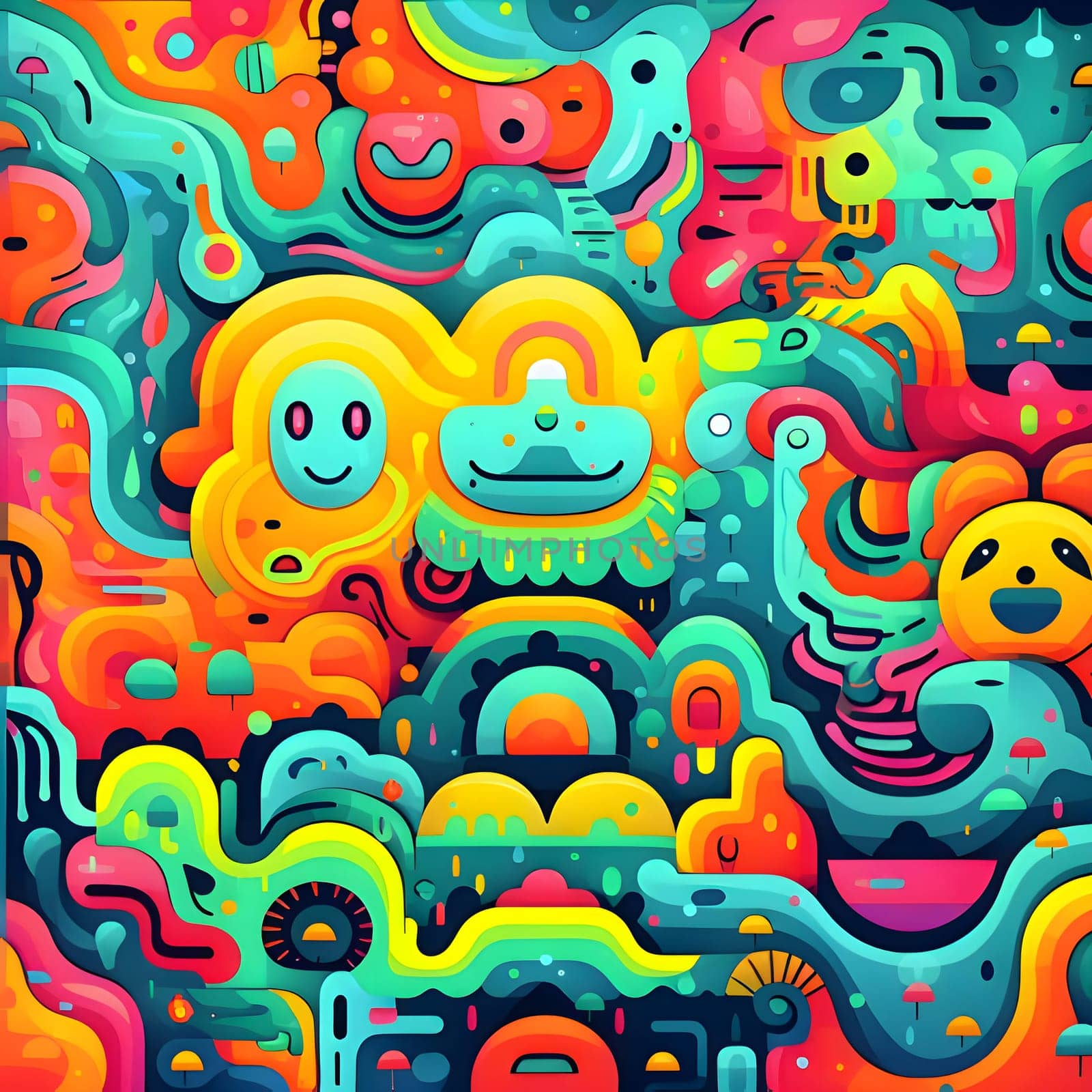 Patterns and banners backgrounds: Seamless pattern with funny cartoon monsters. Colorful vector background.