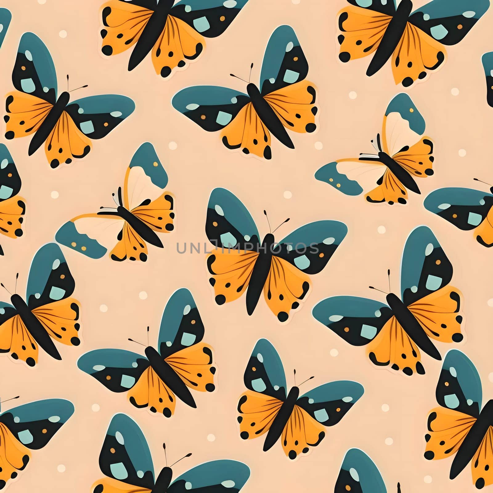 Seamless pattern with butterflies. Vector illustration in flat style. by ThemesS