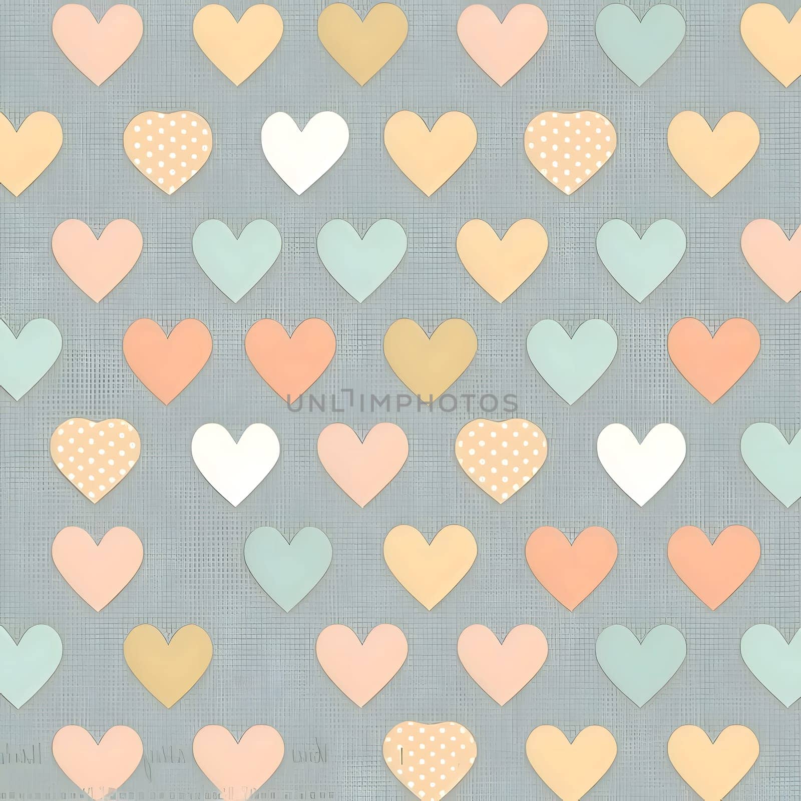 Seamless pattern with colorful hearts on grey background. Vector illustration. by ThemesS