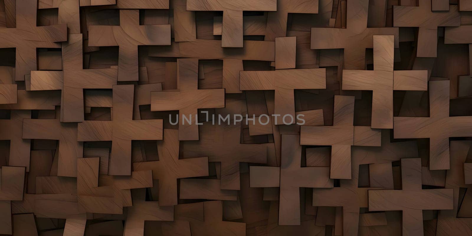 Wooden cross pattern. Abstract background. 3D rendering illustration. by ThemesS