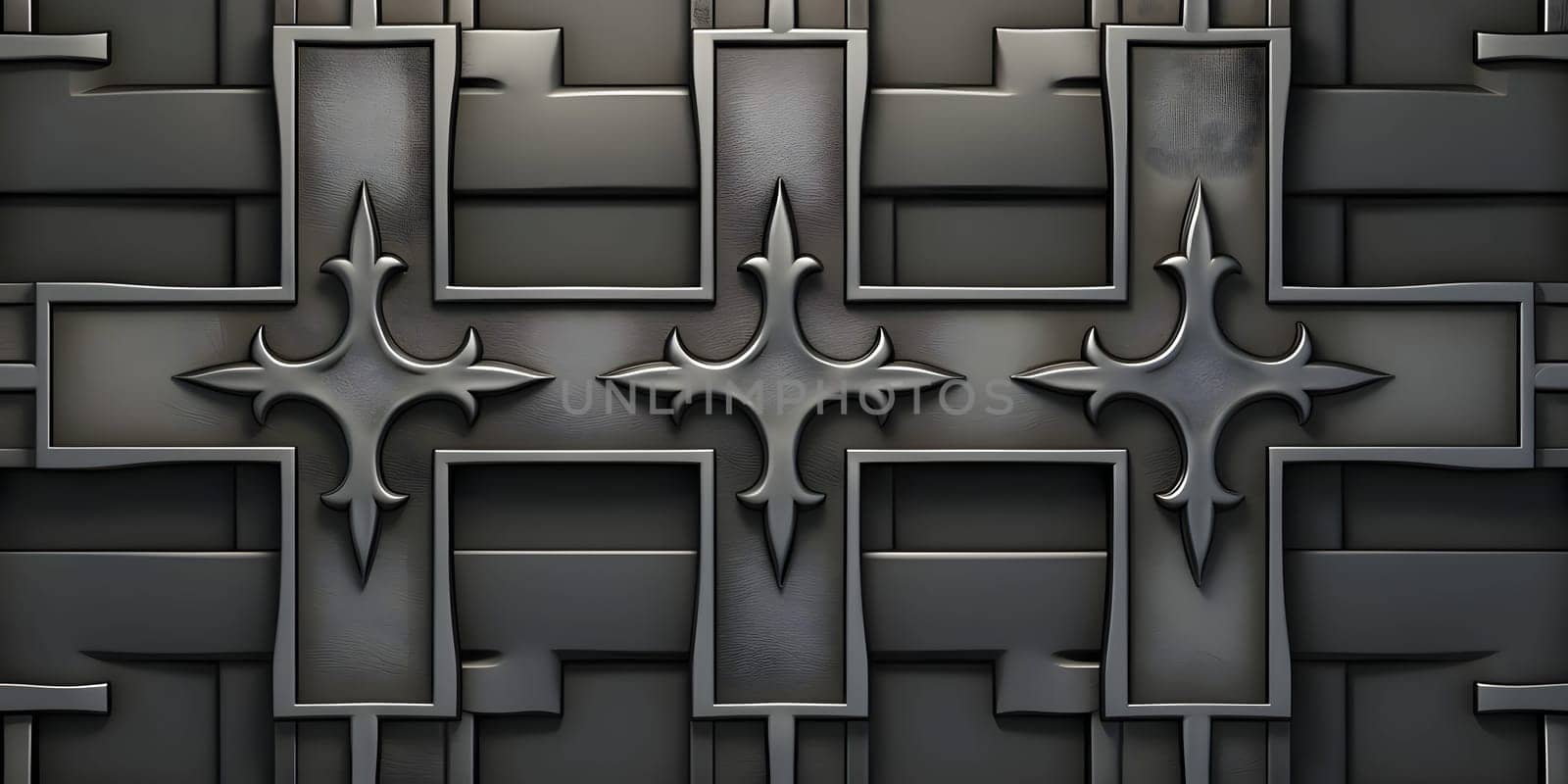 3d illustration of abstract metallic background with black metal shapes and stars by ThemesS