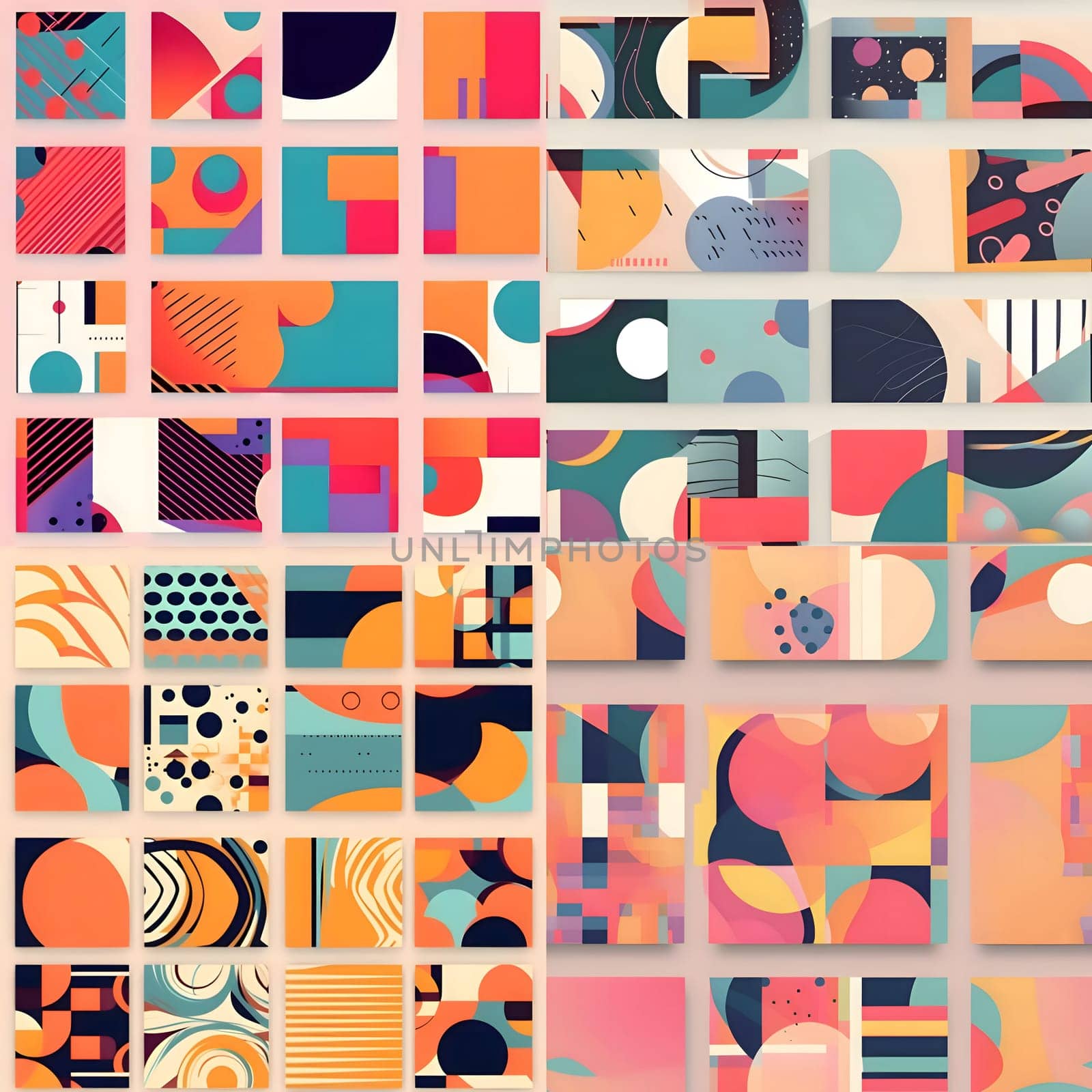Abstract seamless pattern with geometric shapes in retro memphis style. Vector illustration by ThemesS