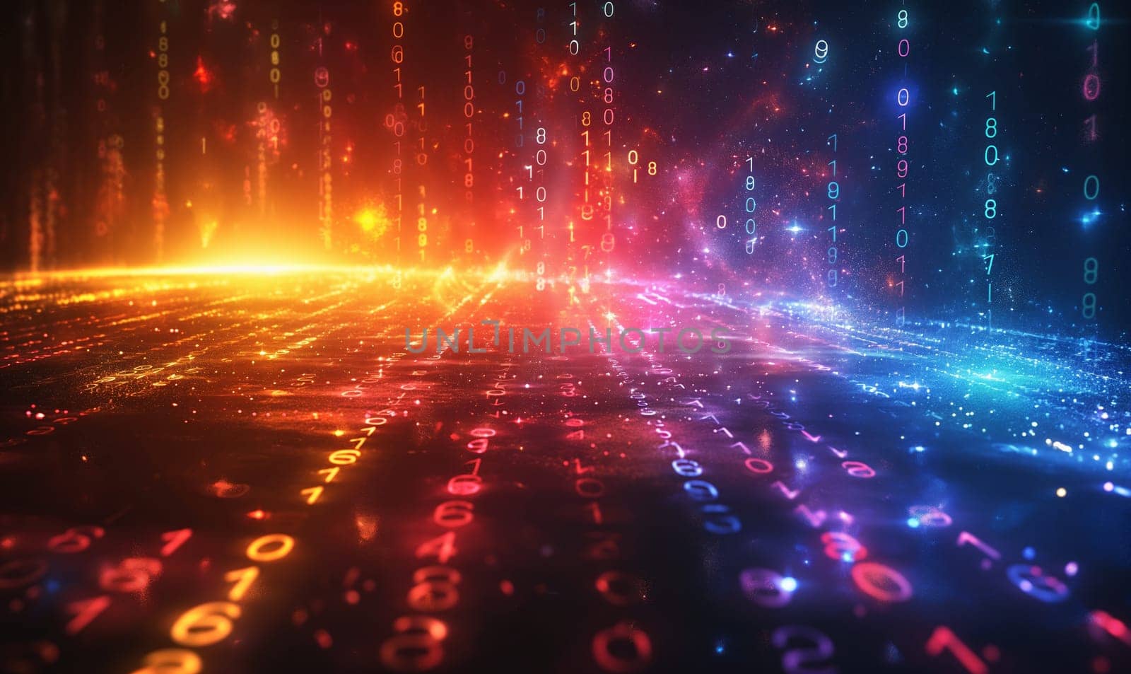 Abstract background in color with numbers. Selective focus.