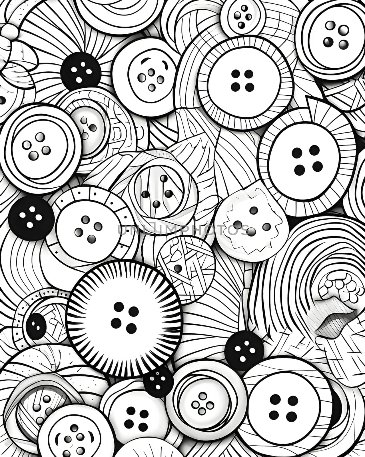 Patterns and banners backgrounds: Seamless pattern with hand drawn buttons on white background. Vector illustration