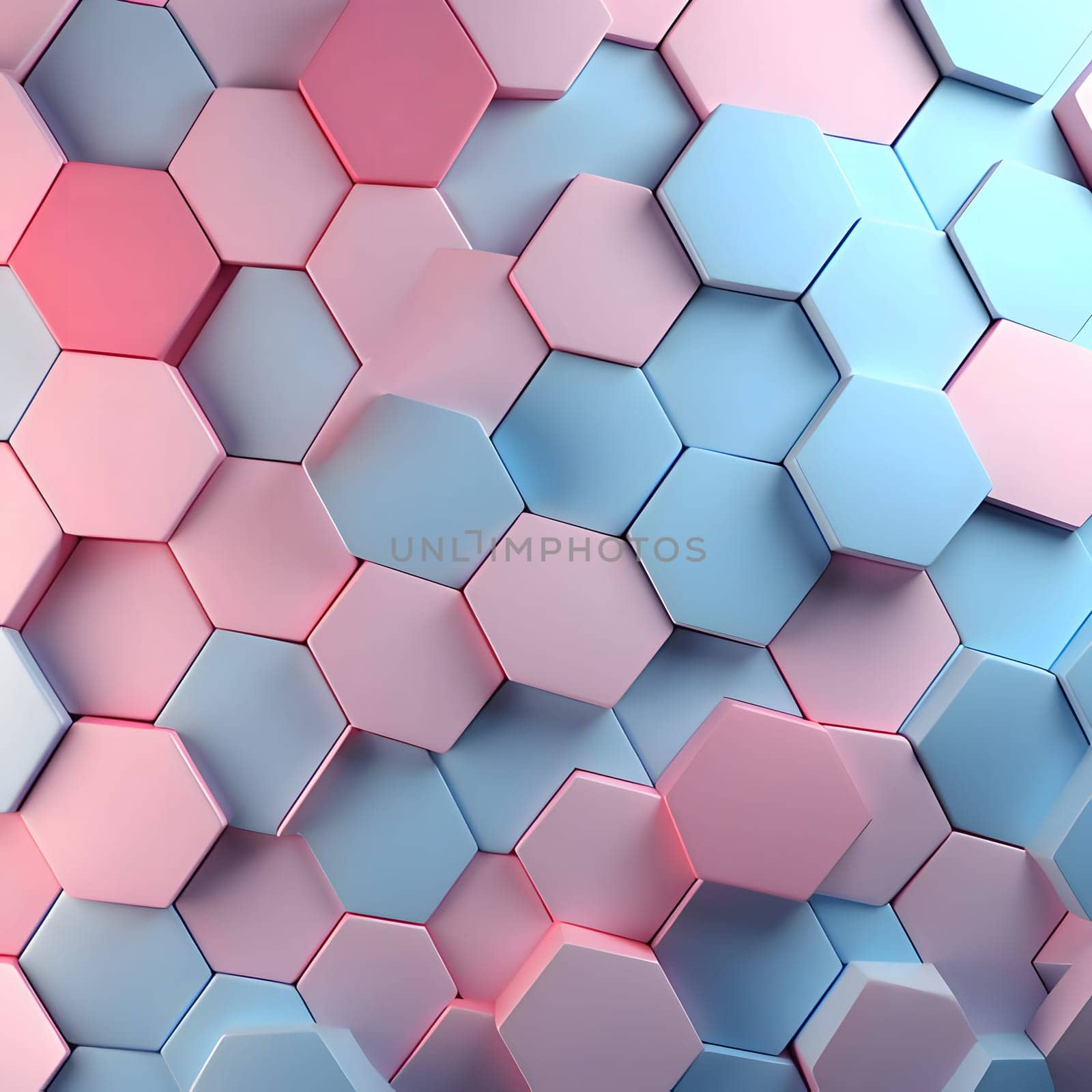 3d rendering of abstract hexagon background in pink and blue colors by ThemesS