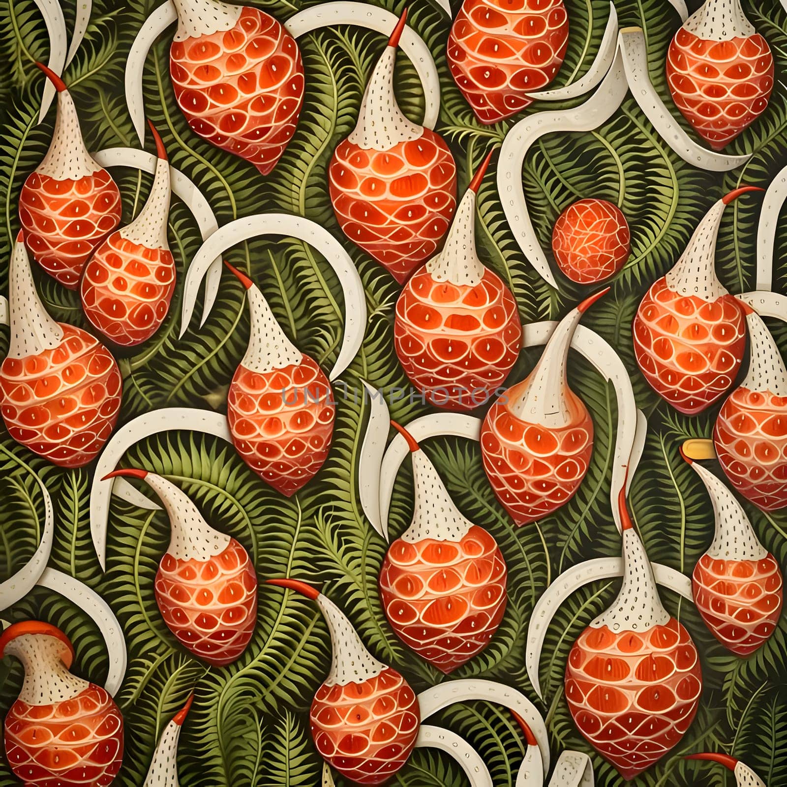 Seamless pattern with hand drawn tropical fruits. Vector illustration. by ThemesS