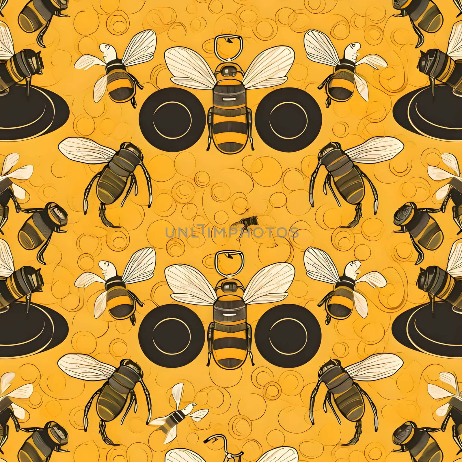 Seamless pattern with bees. Vector illustration for your design. by ThemesS