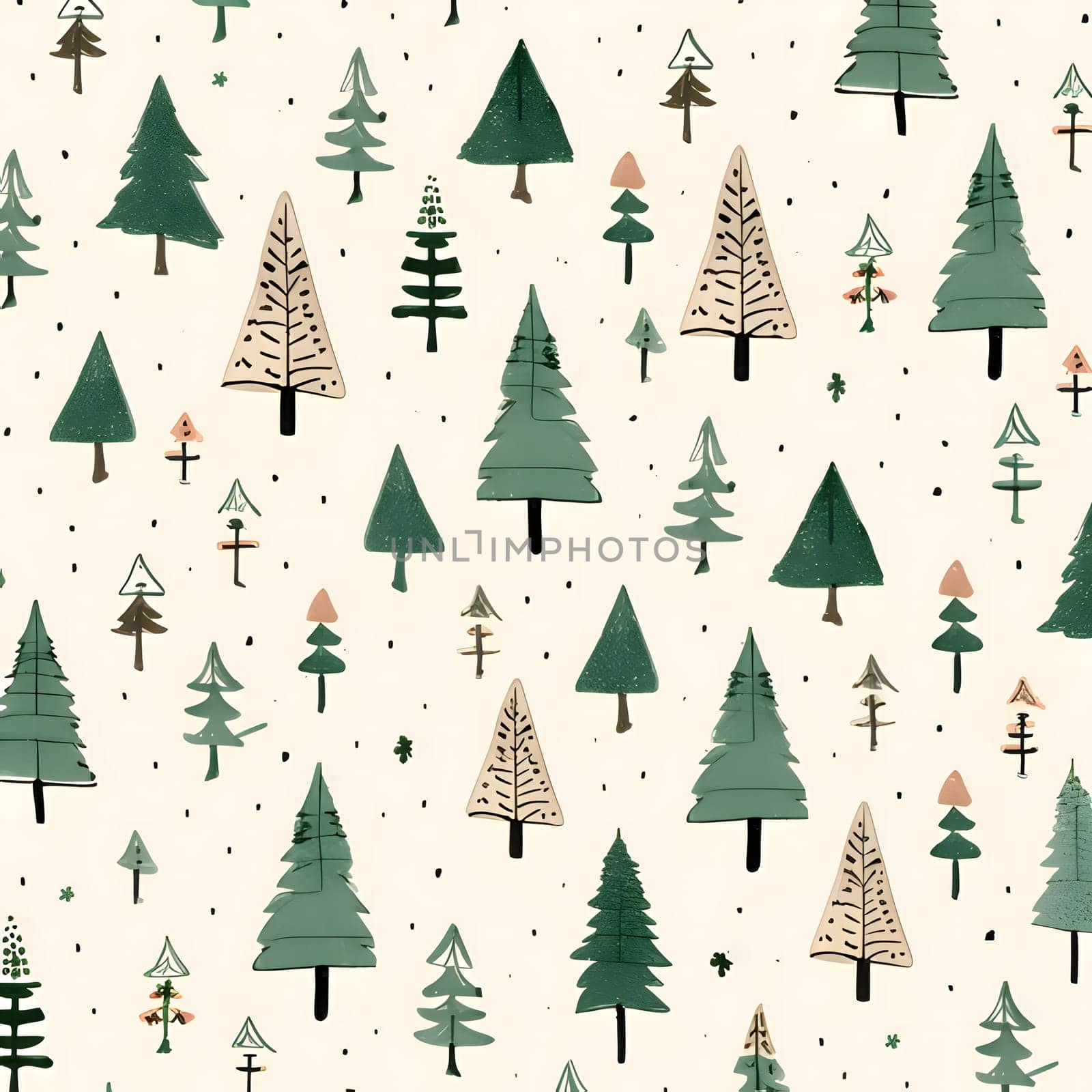 Patterns and banners backgrounds: Seamless pattern with Christmas trees. Hand drawn vector illustration.