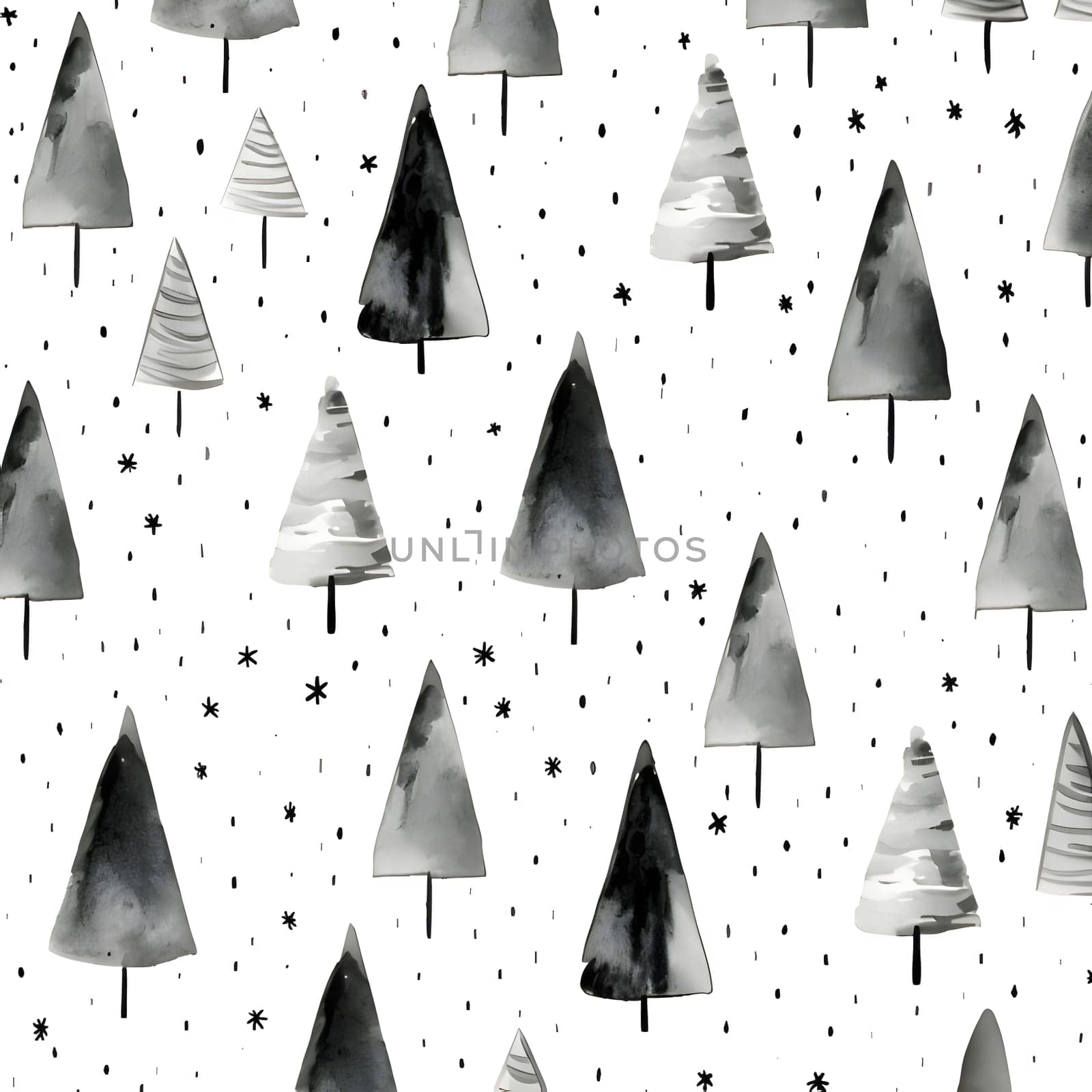 Seamless pattern with watercolor Christmas trees. Hand drawn illustration. by ThemesS