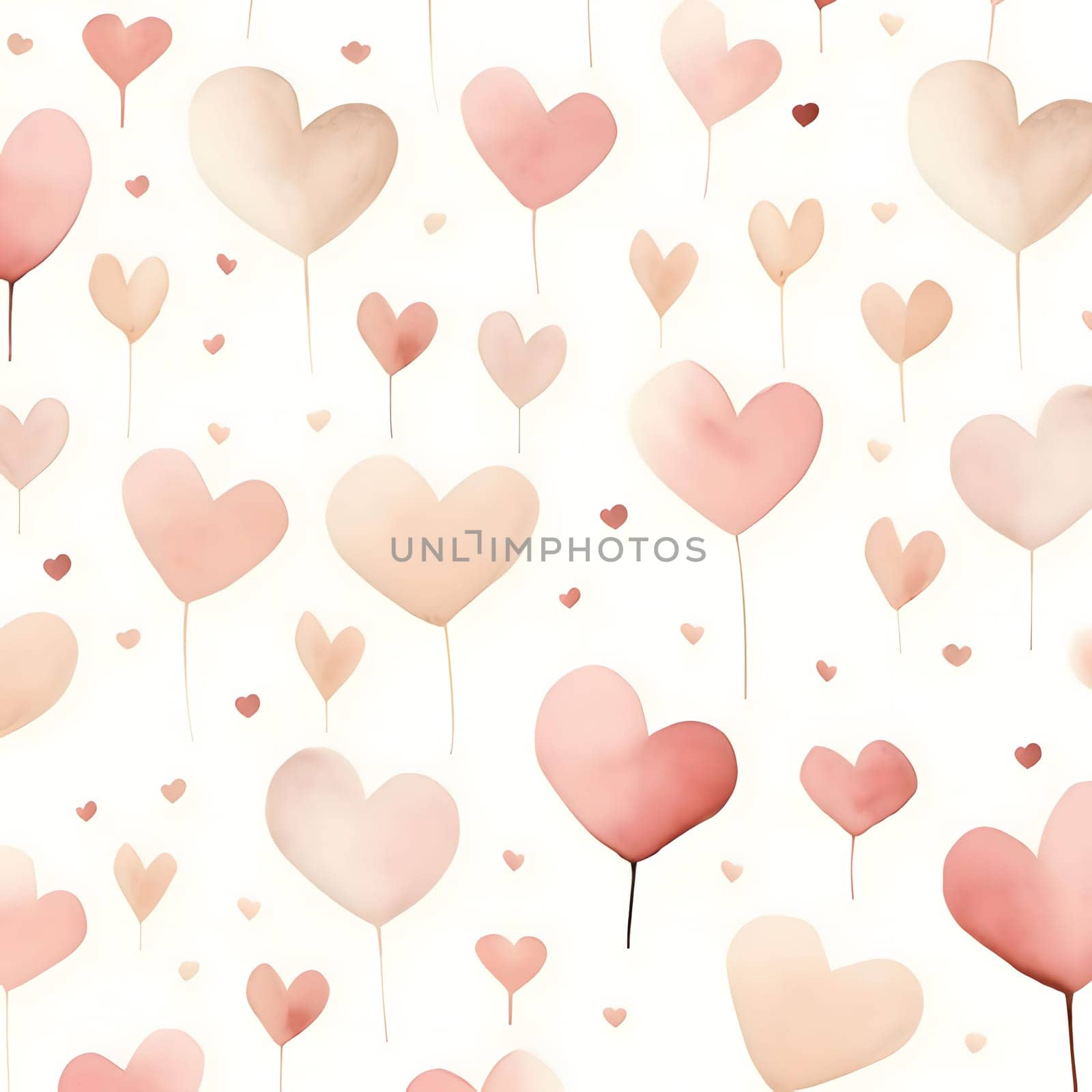 Seamless pattern with watercolor hearts on a white background. by ThemesS
