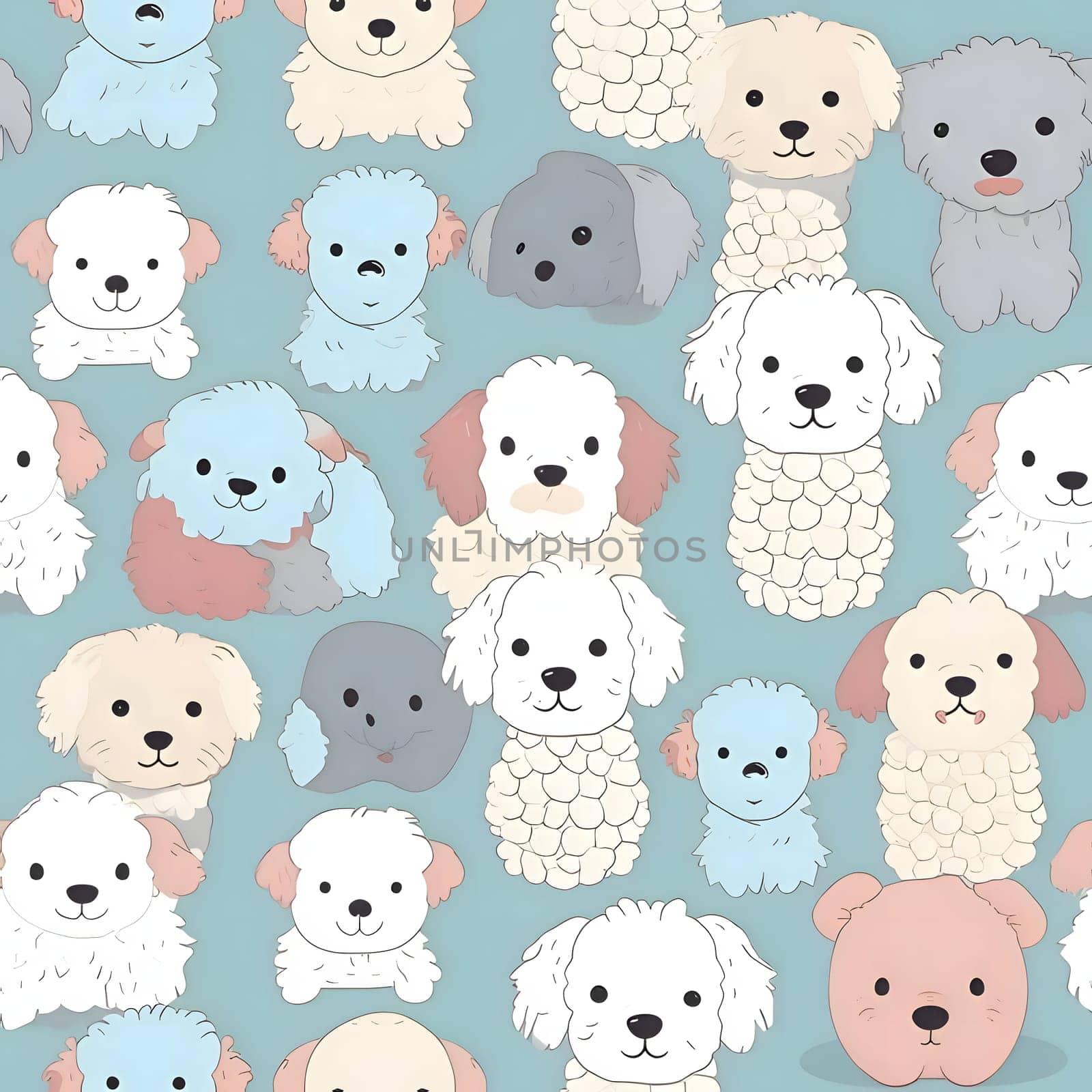 Seamless pattern with cute dogs. Can be used for wallpaper, pattern fills, web page background,surface textures. by ThemesS