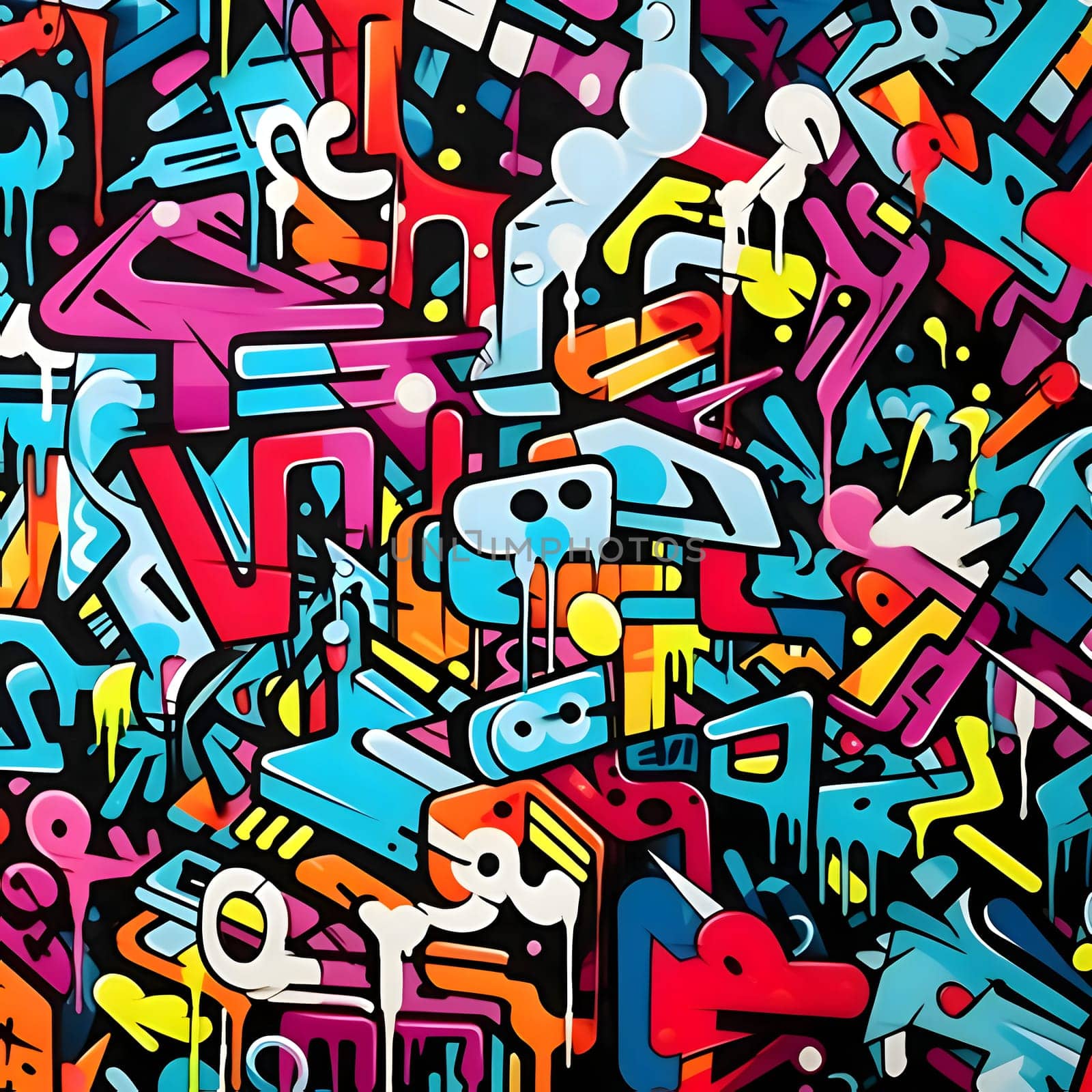 Graffiti urban seamless pattern. Colorful vector illustration in graffiti style by ThemesS