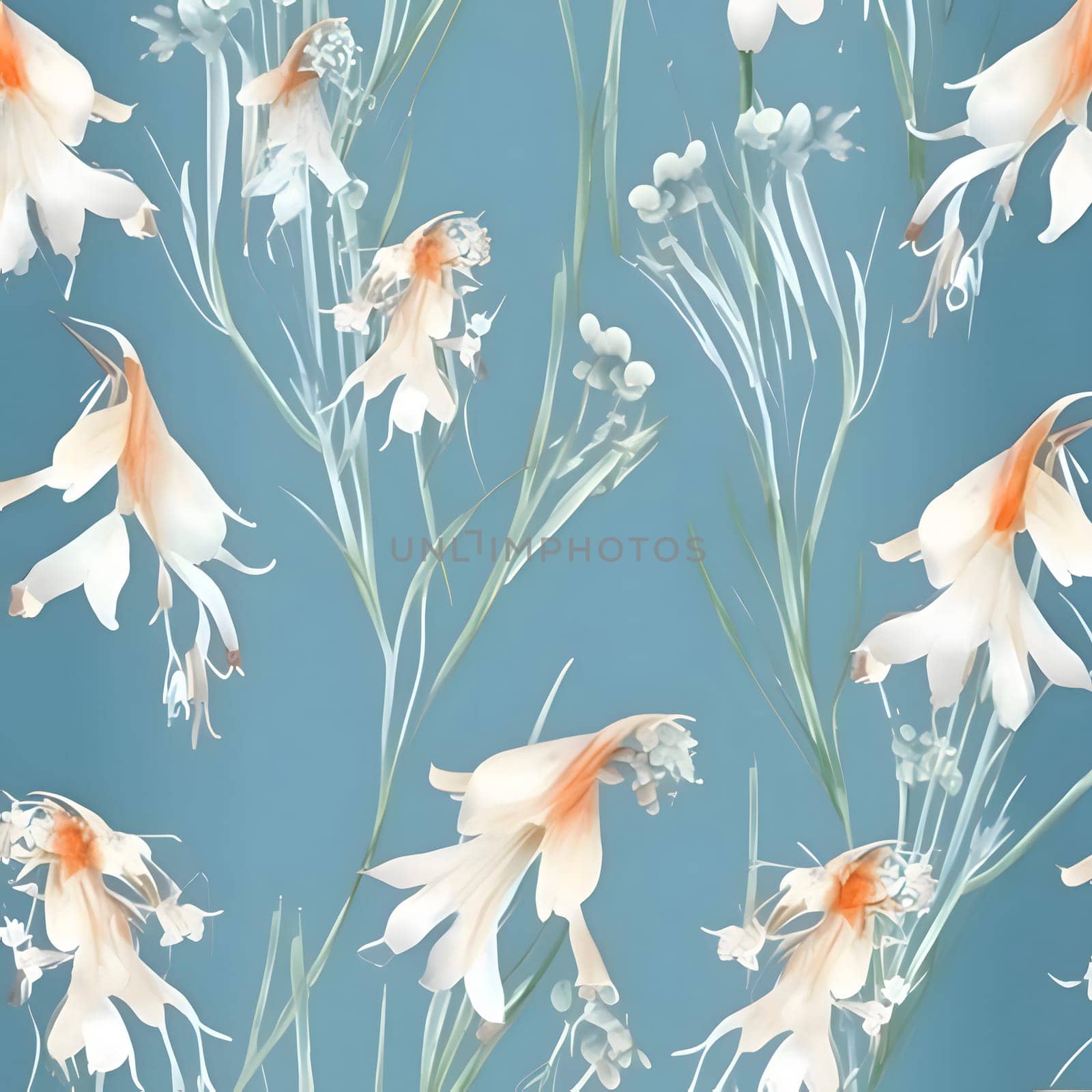 Seamless pattern with Narcissus flowers, watercolor illustration by ThemesS