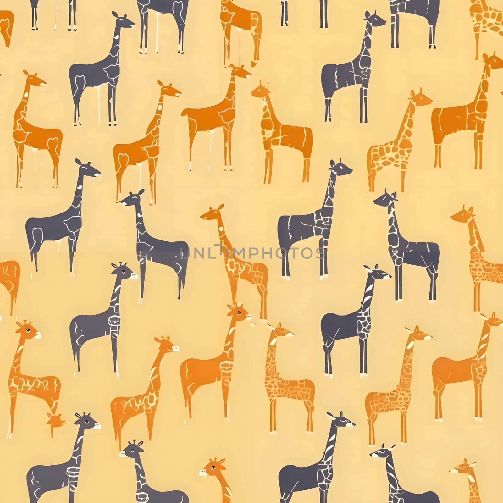 Seamless pattern with cute giraffes on yellow background. by ThemesS