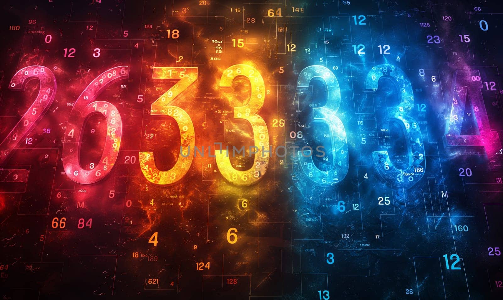 Abstract background in color with numbers. Selective focus.