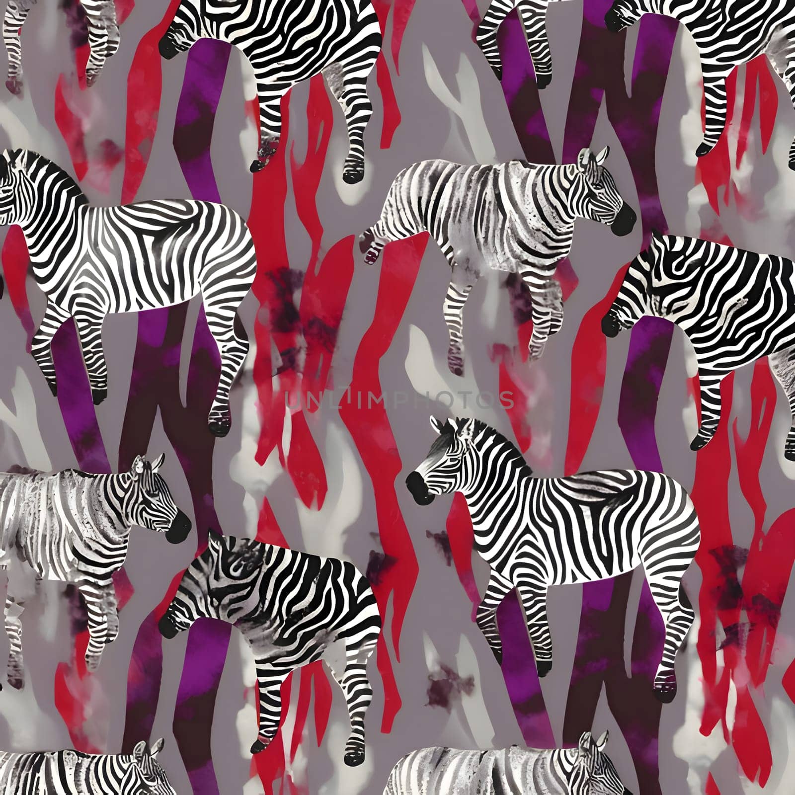 Seamless pattern with zebras in watercolor style. by ThemesS