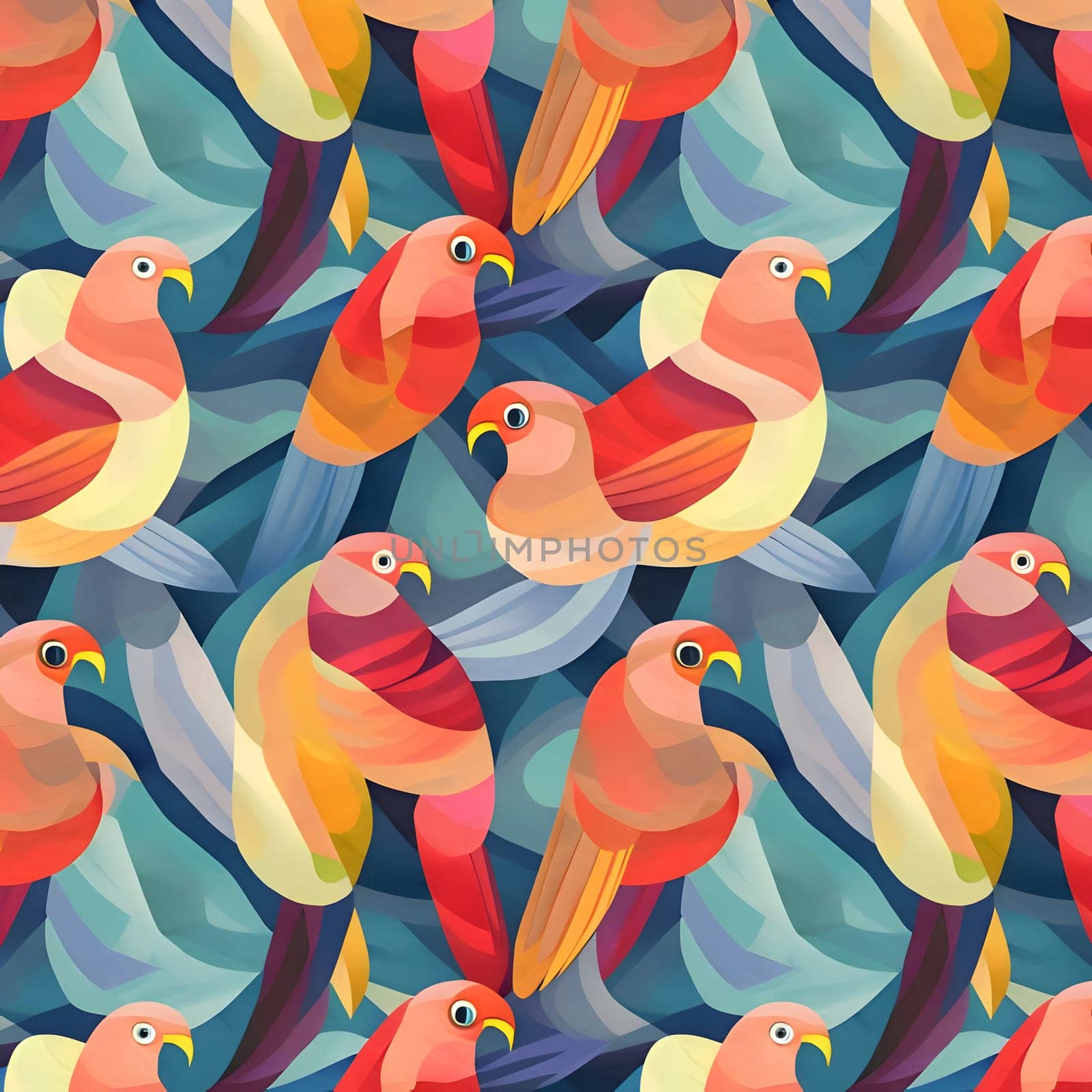 Patterns and banners backgrounds: Seamless pattern with parrots on abstract background. Vector illustration.